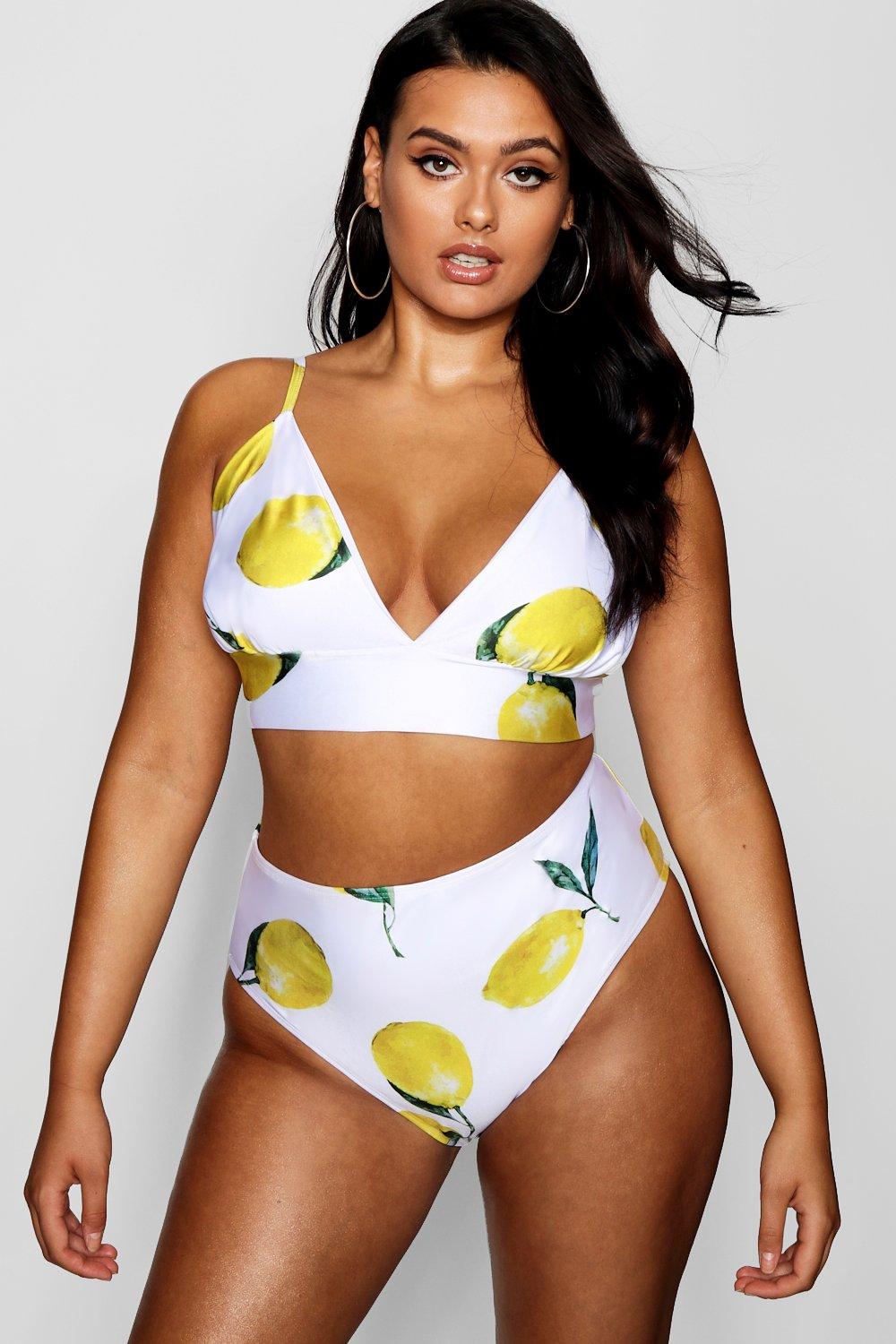 lemon print bikini top