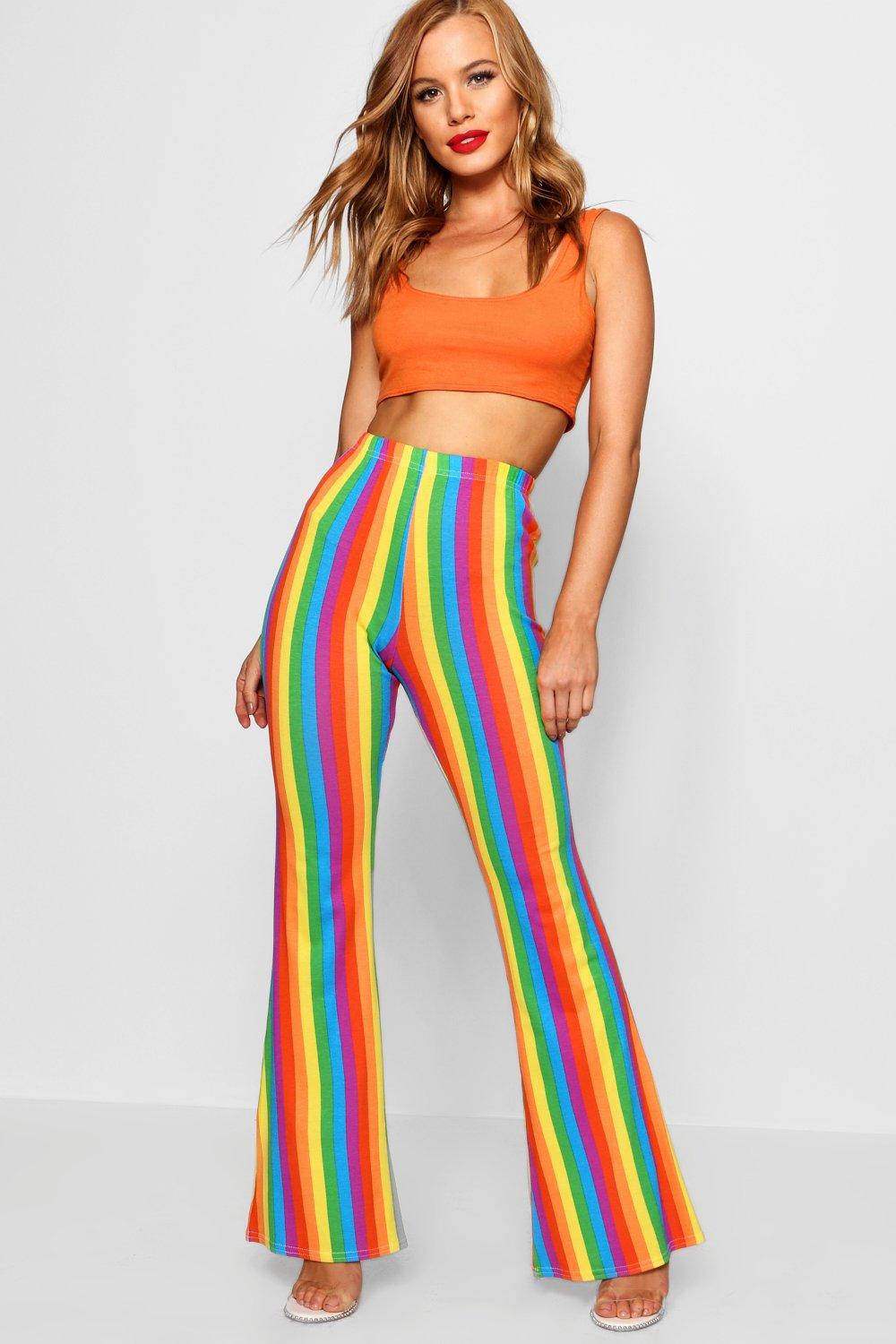 rainbow flared trousers