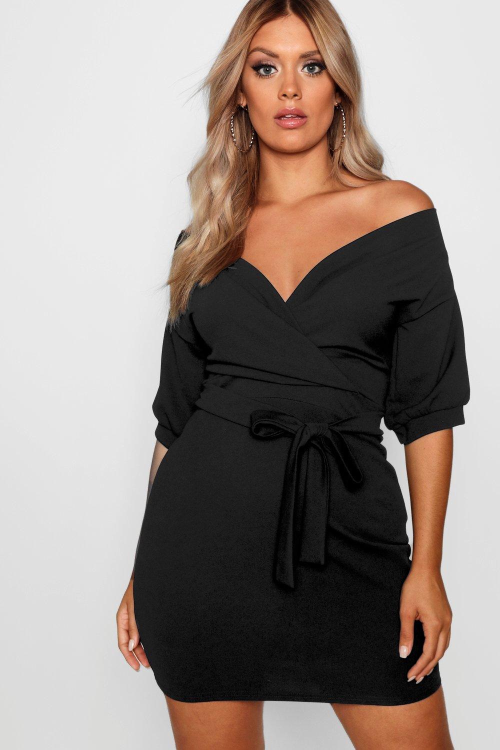 black shoulder tie dress