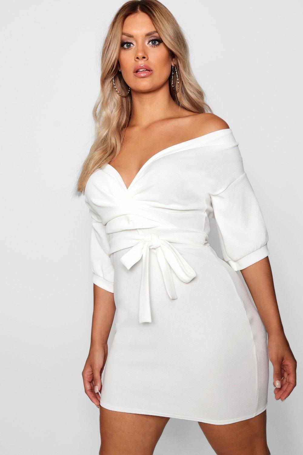 off the shoulder tie dress