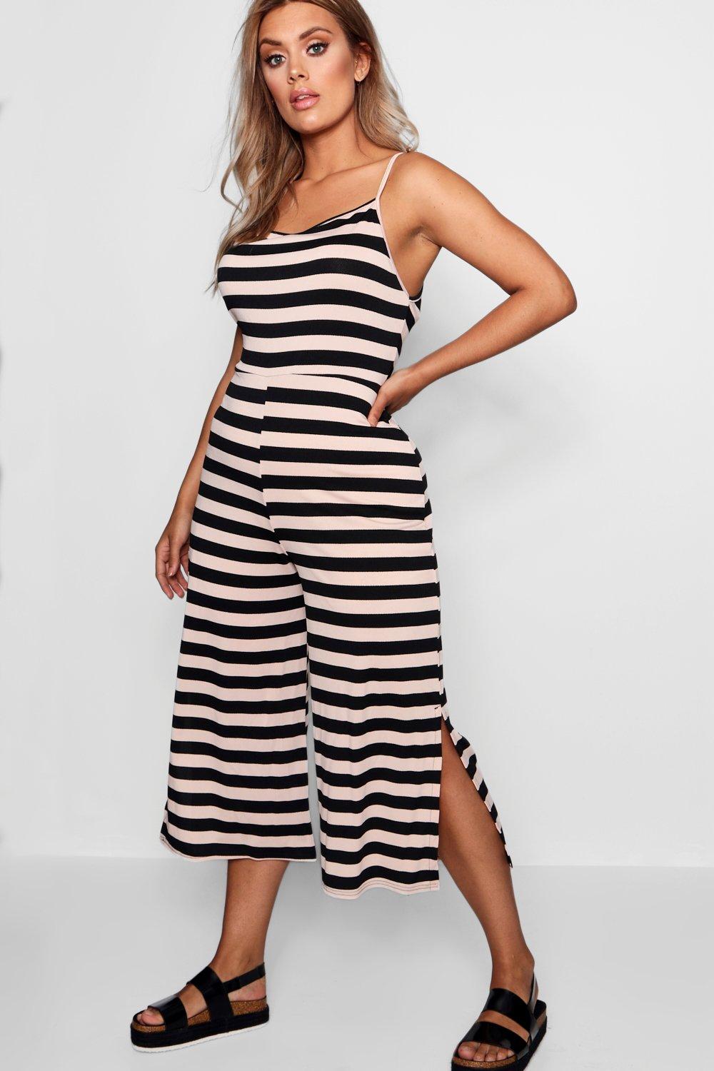 boohoo striped jumpsuit