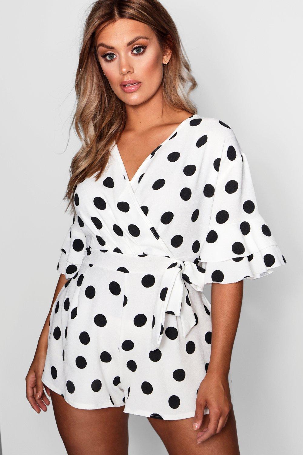polka dot playsuit boohoo