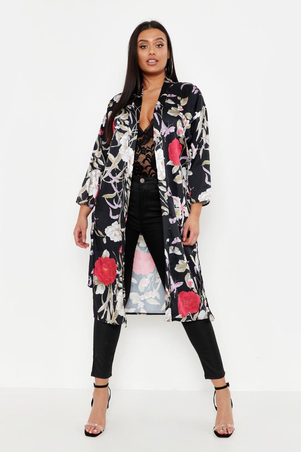 Boohoo Womens Plus Size Floral Kimono Ebay 