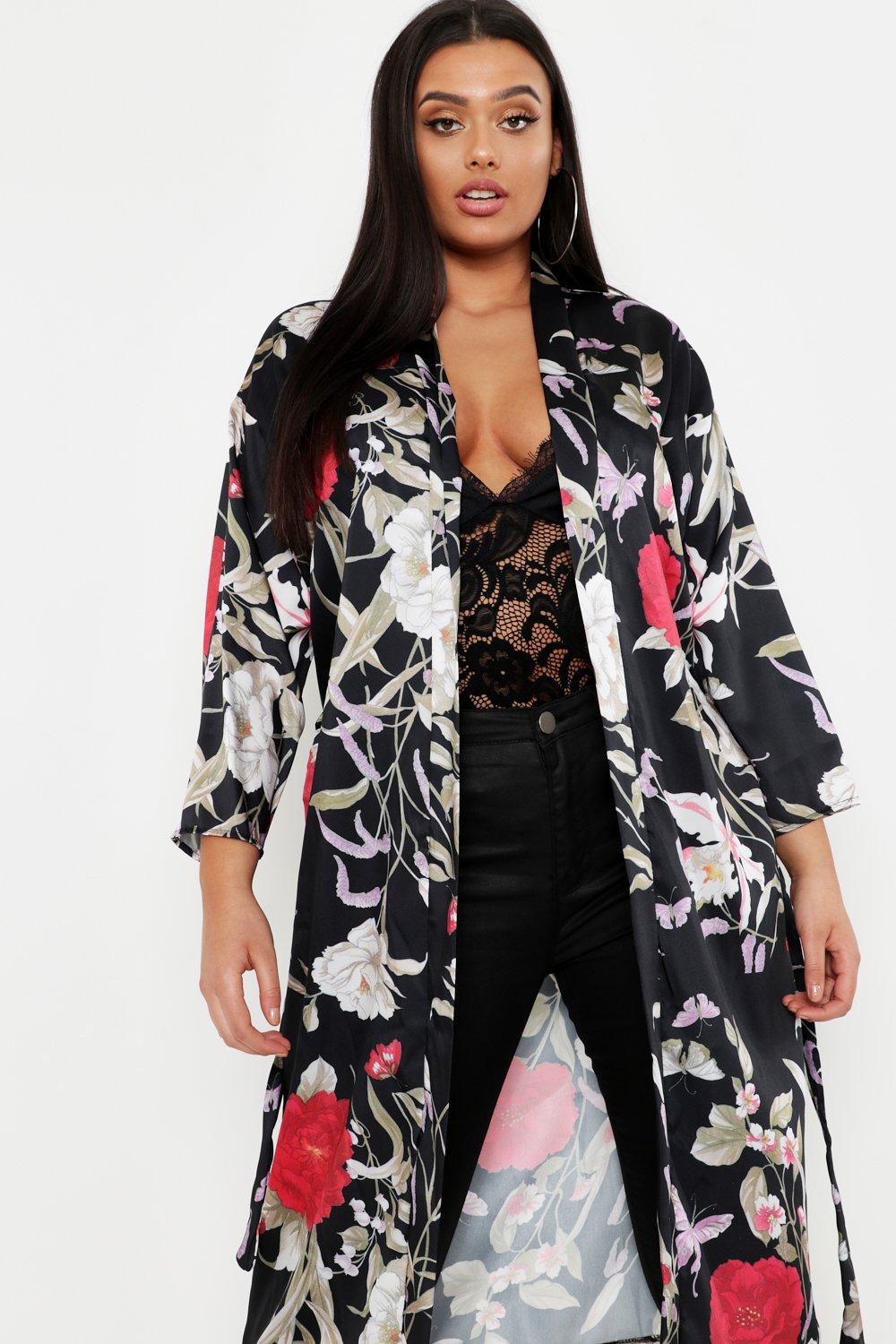Boohoo Womens Plus Size Floral Kimono Ebay 