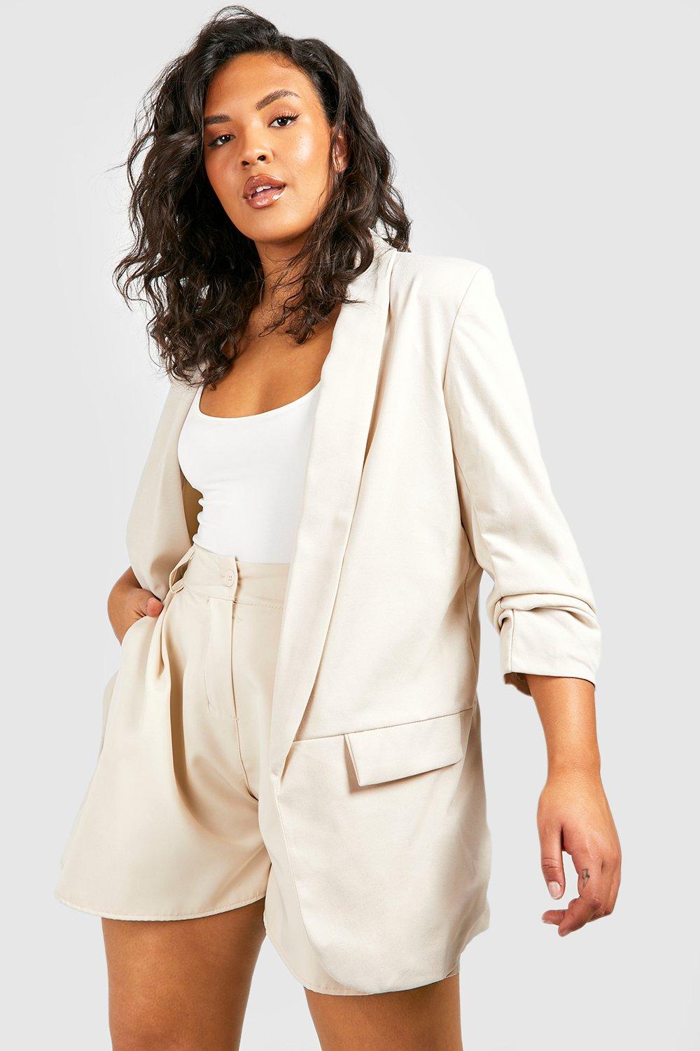 boohoo ruched sleeve blazer