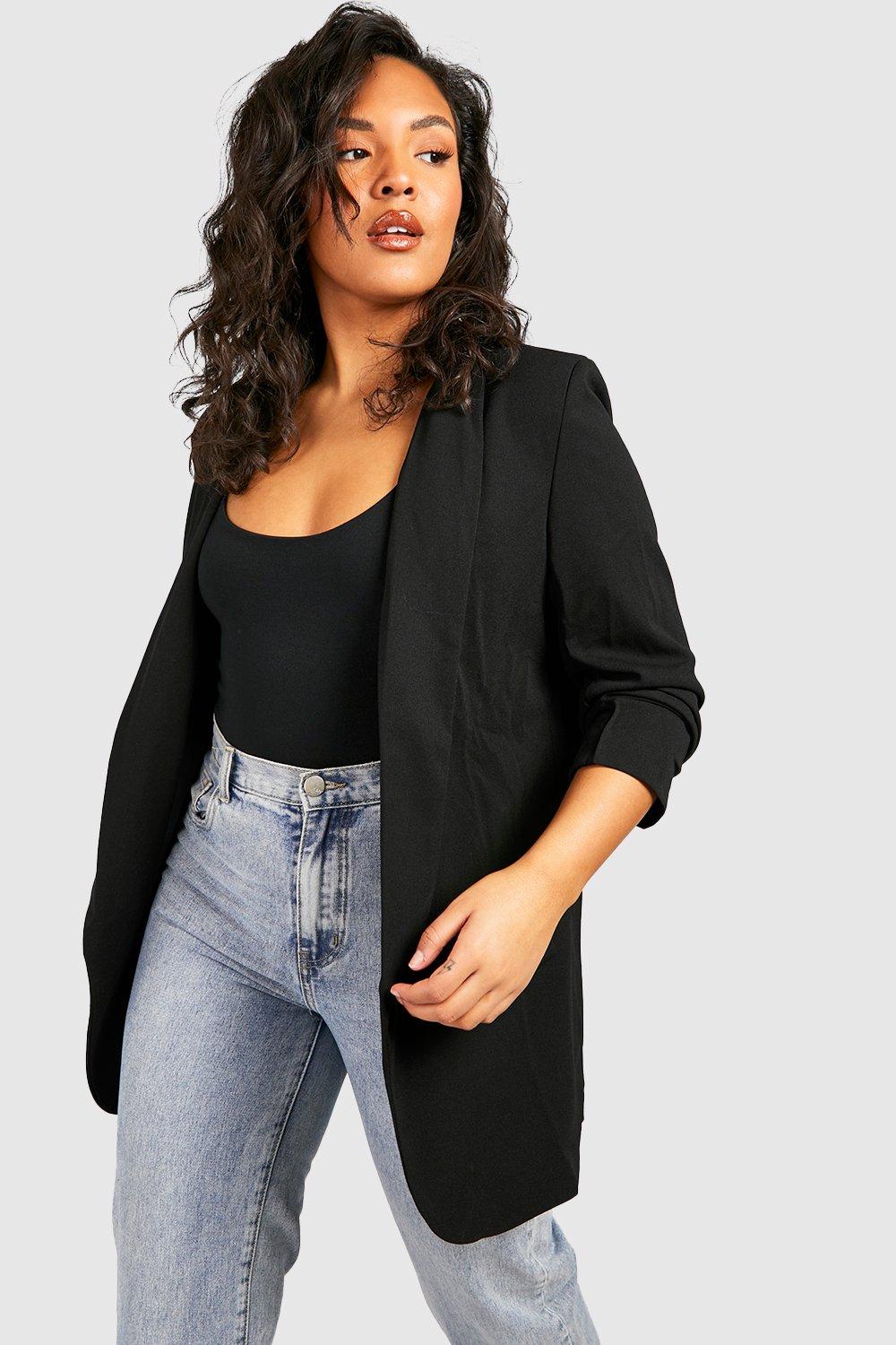 boohoo ruched sleeve blazer