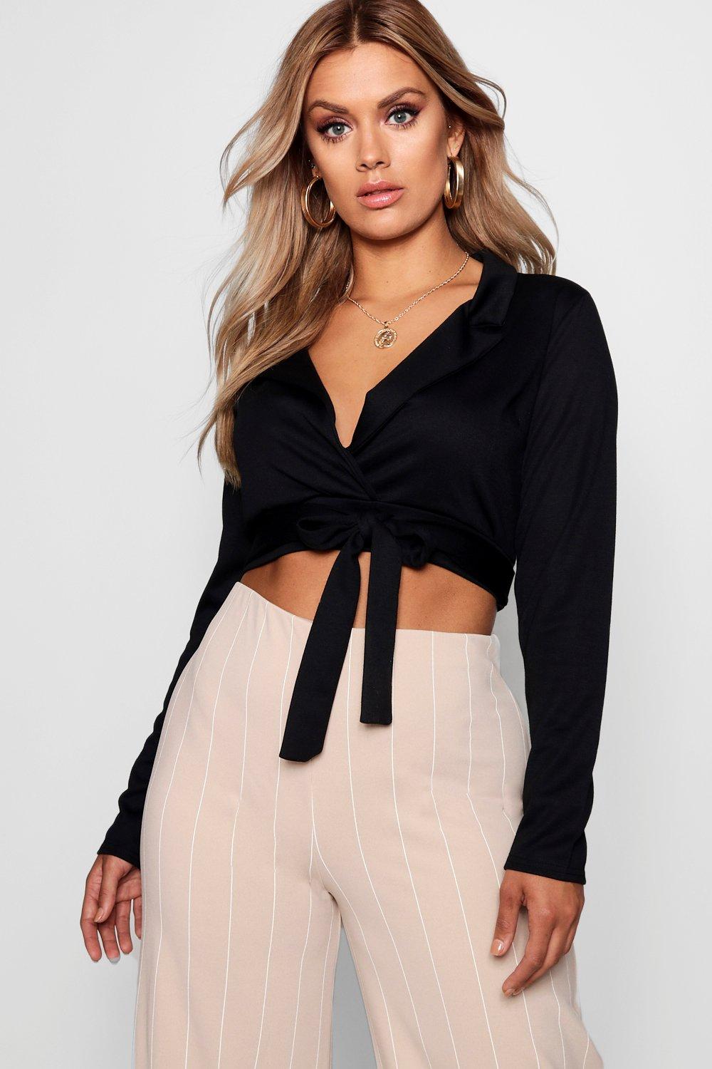 boohoo plus wrap top