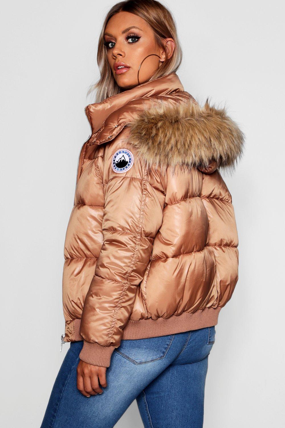 faux fur puffer jacket