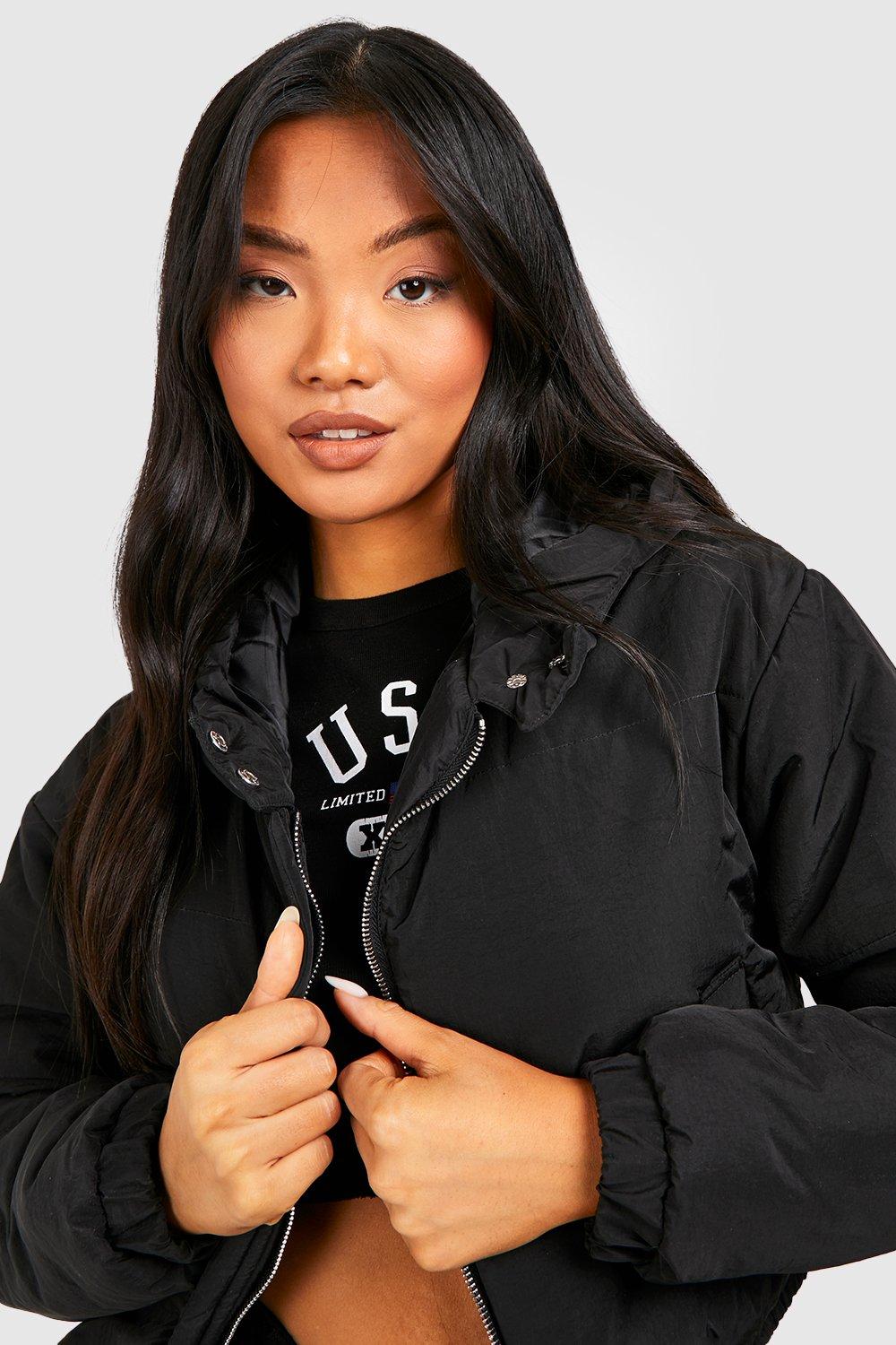 cropped padded jacket with hood