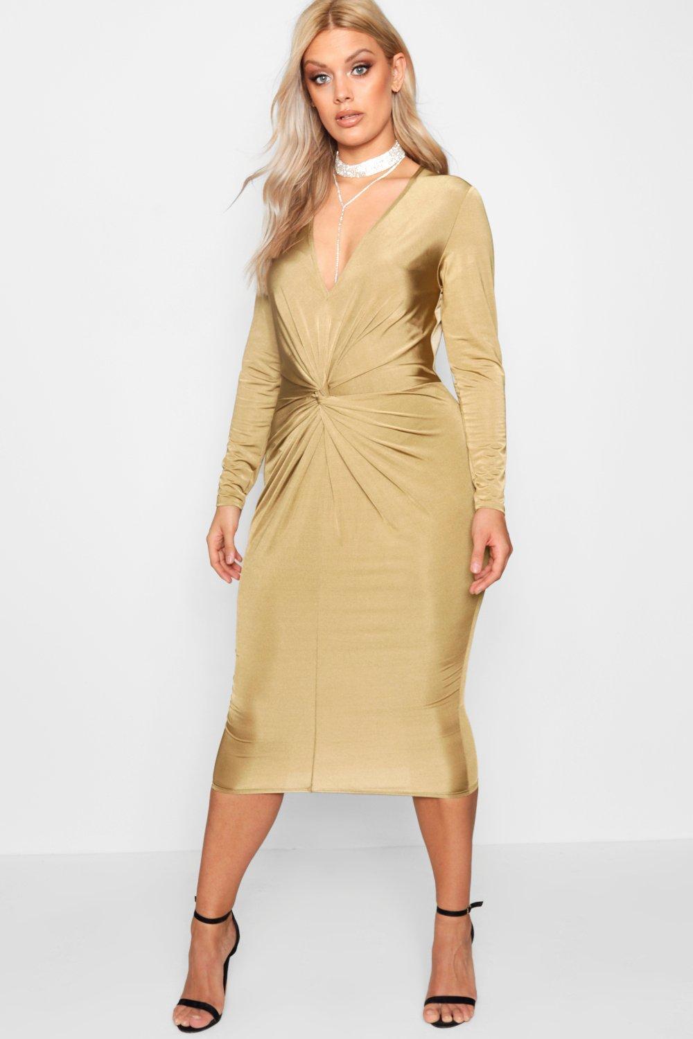 knot front dress midi