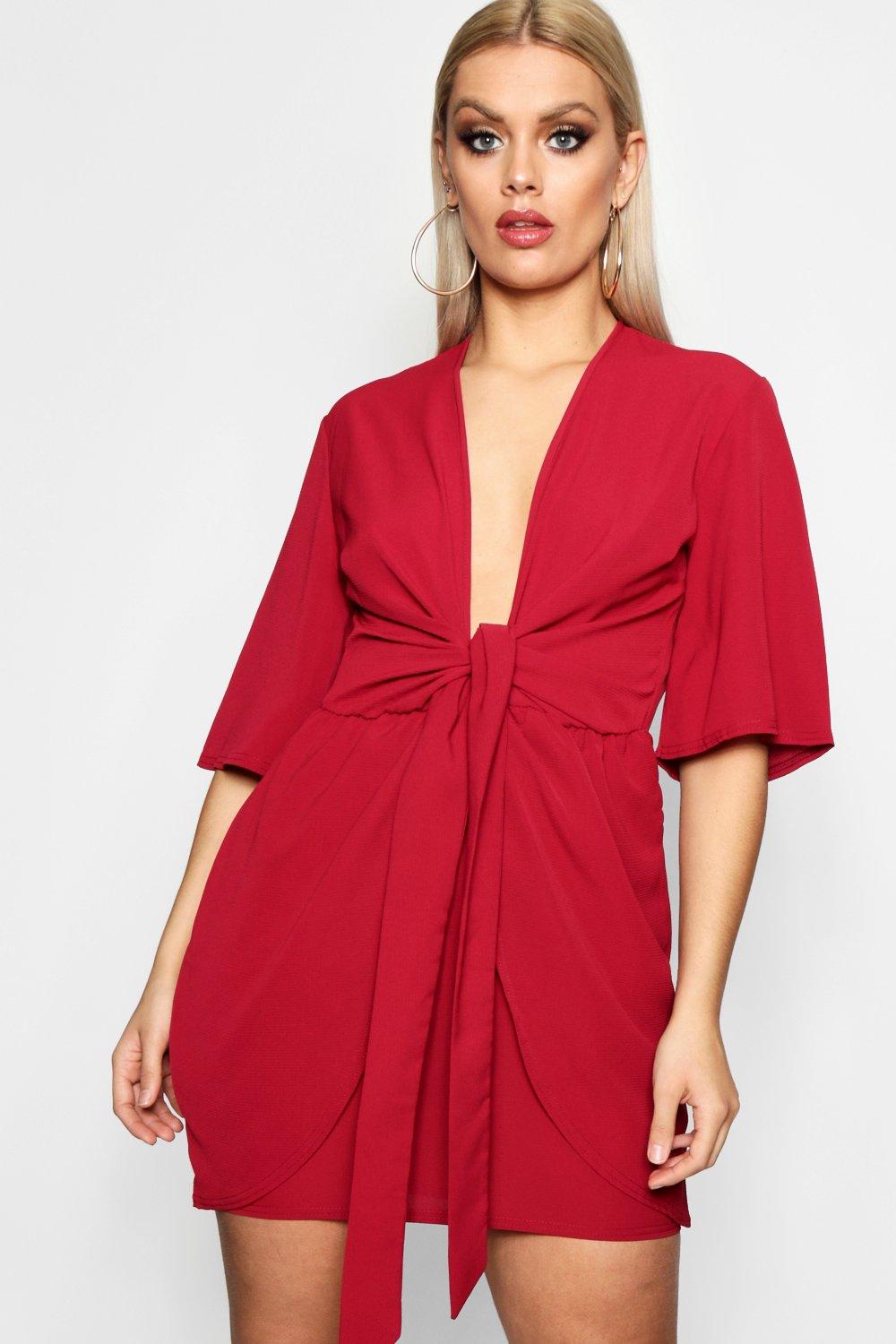 boohoo tie front dress