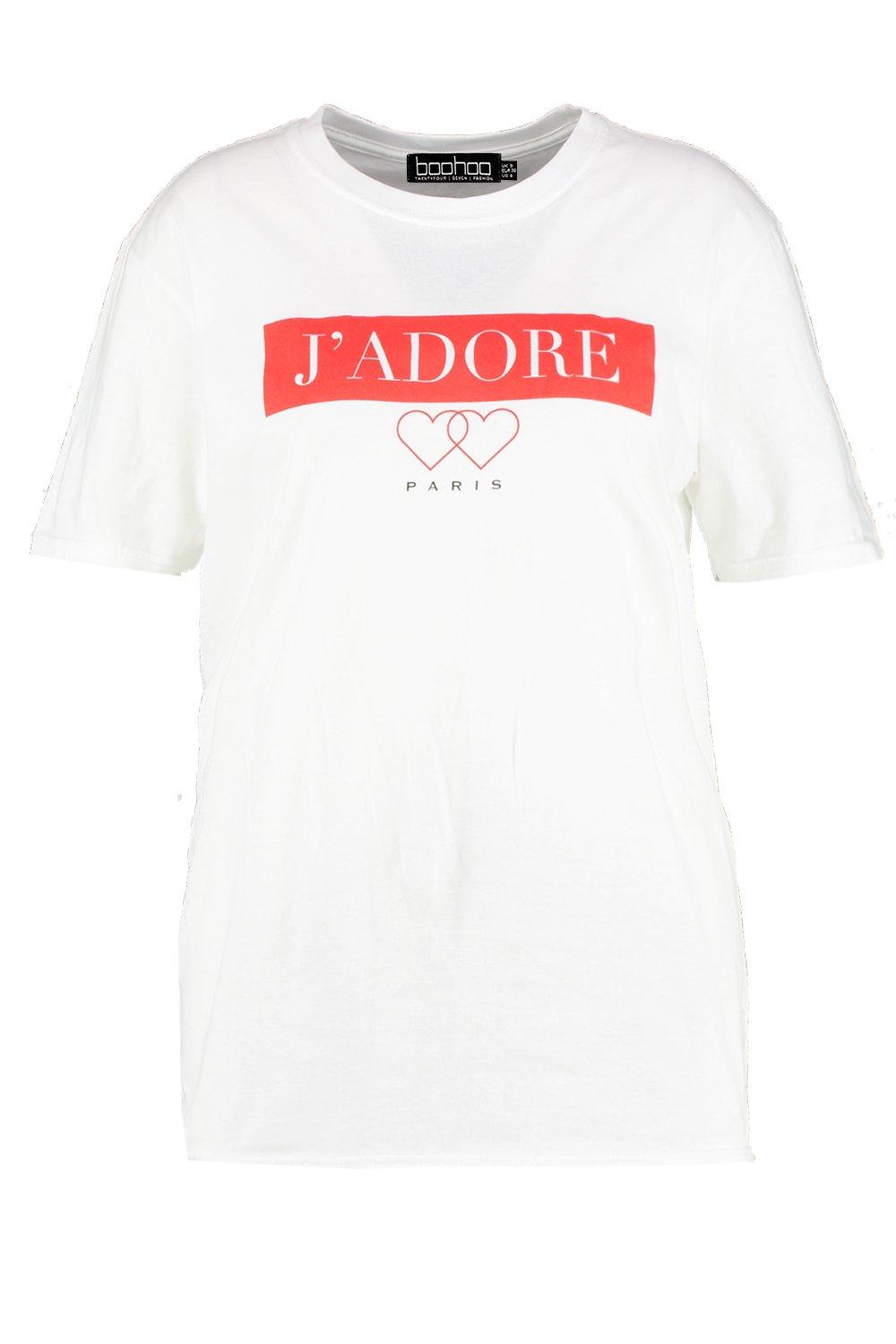 

Плюс сайз J'adore Paris Футболка Slogan, Белый