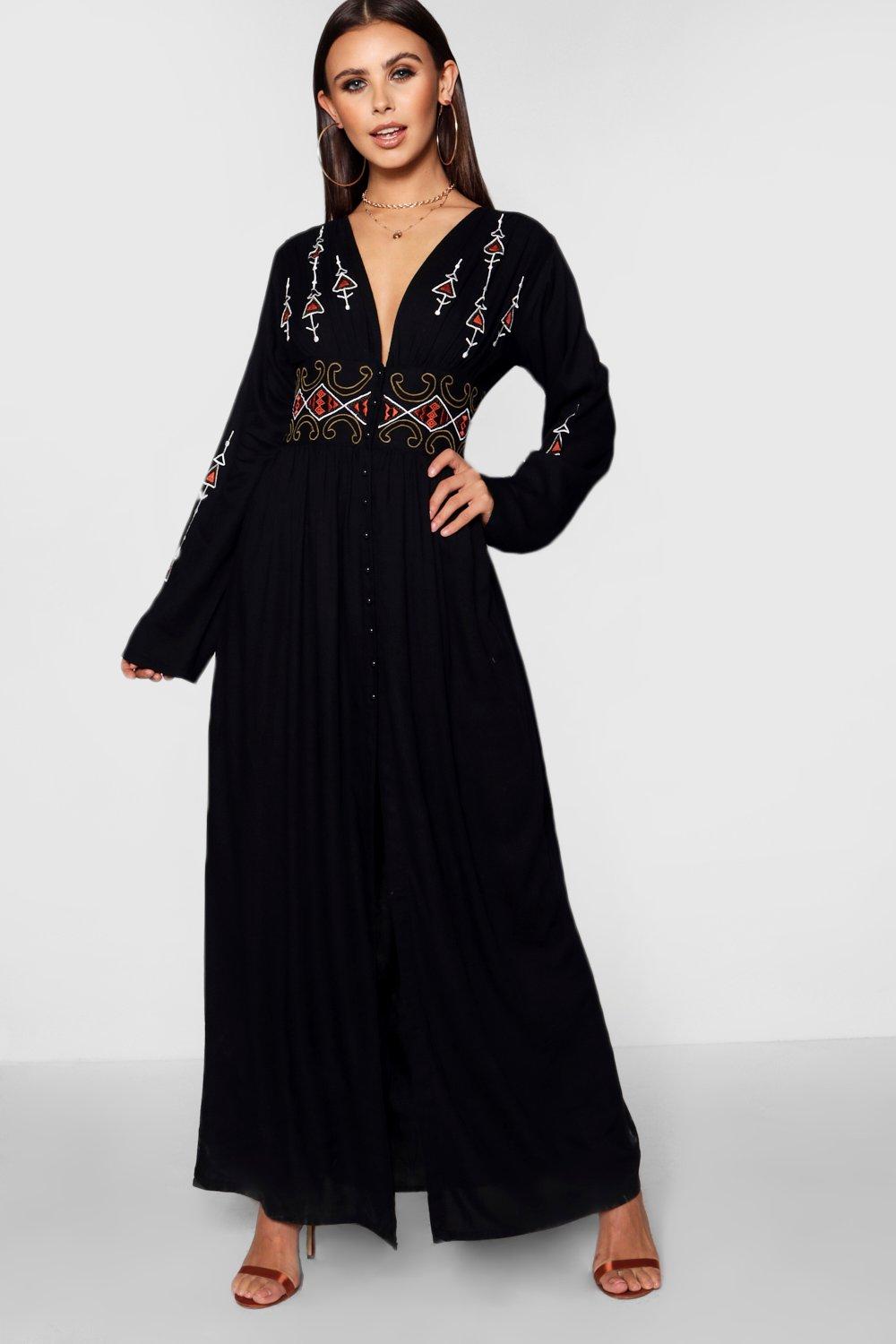 boohoo embroidered maxi dress