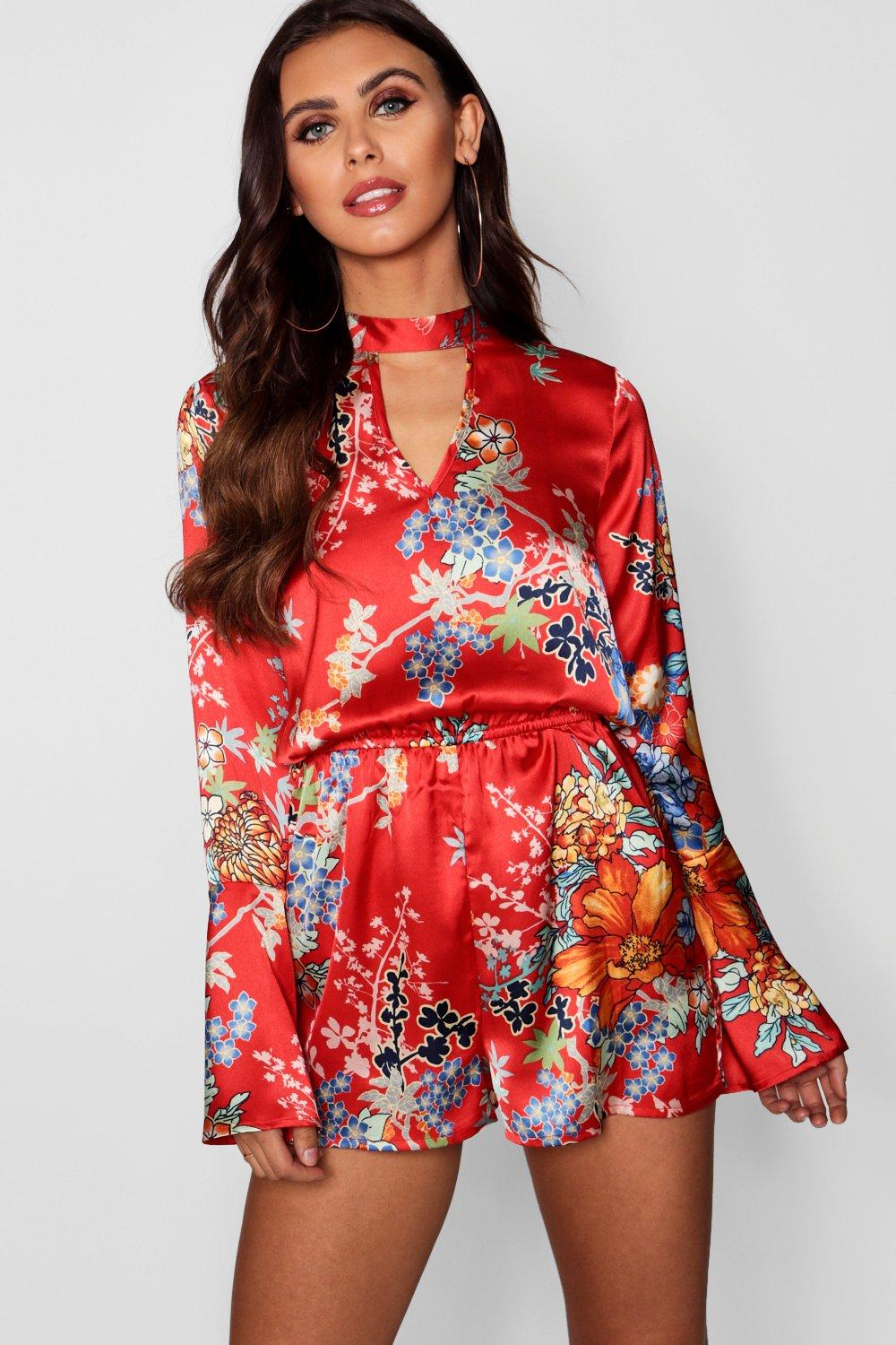 boohoo red playsuit