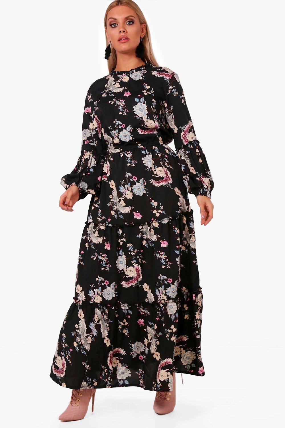 boohoo maxi dress long sleeve