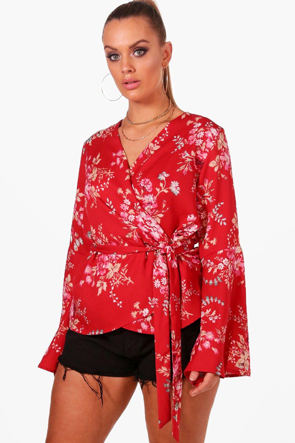 boohoo plus wrap top