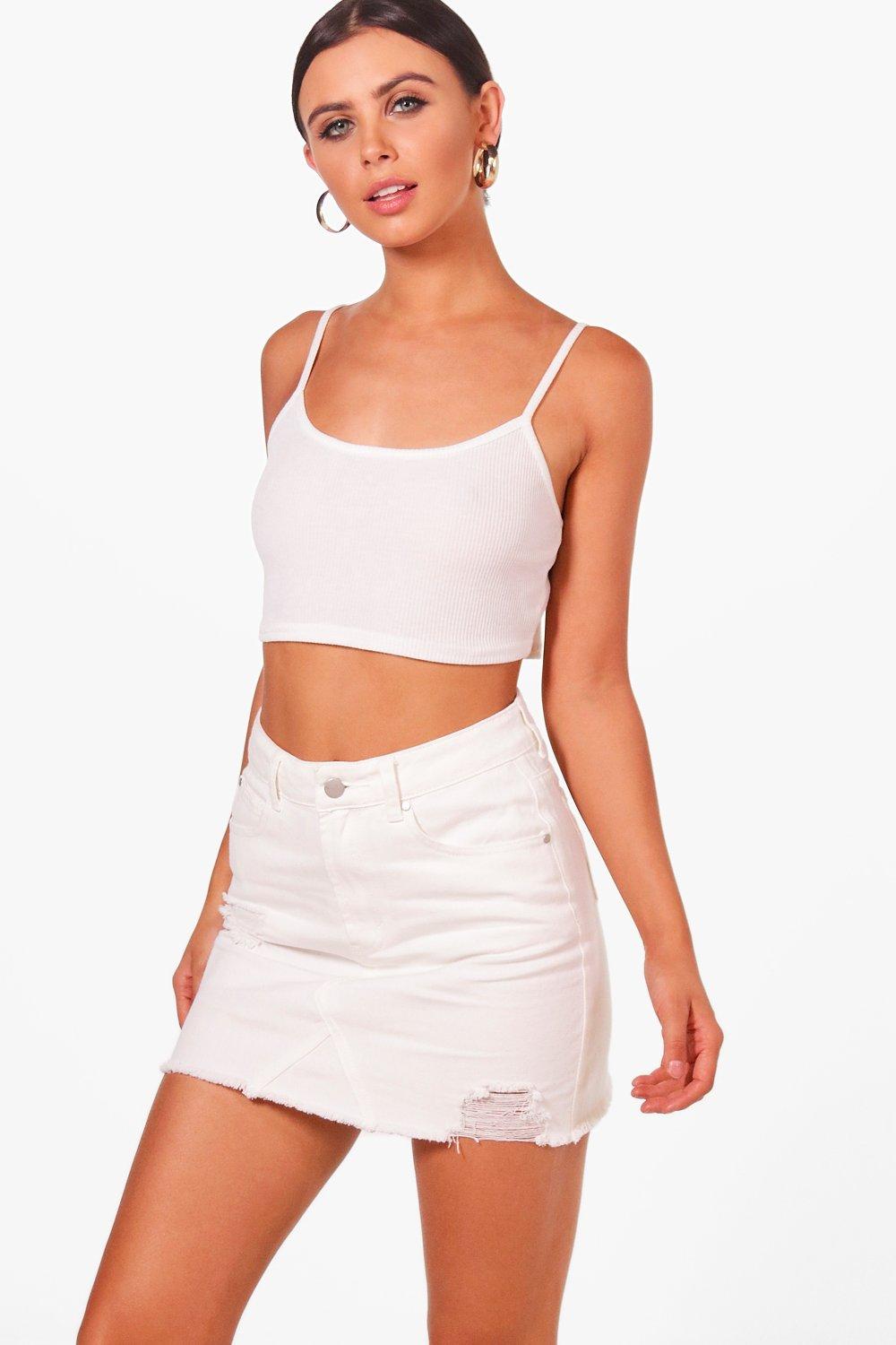 petite white denim skirt