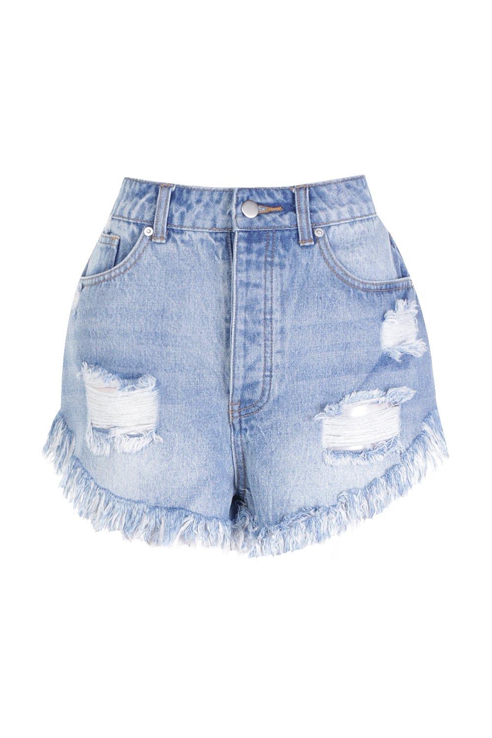 petite high waisted denim shorts