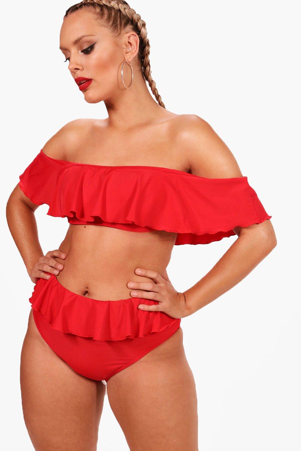 red ruffle bikini