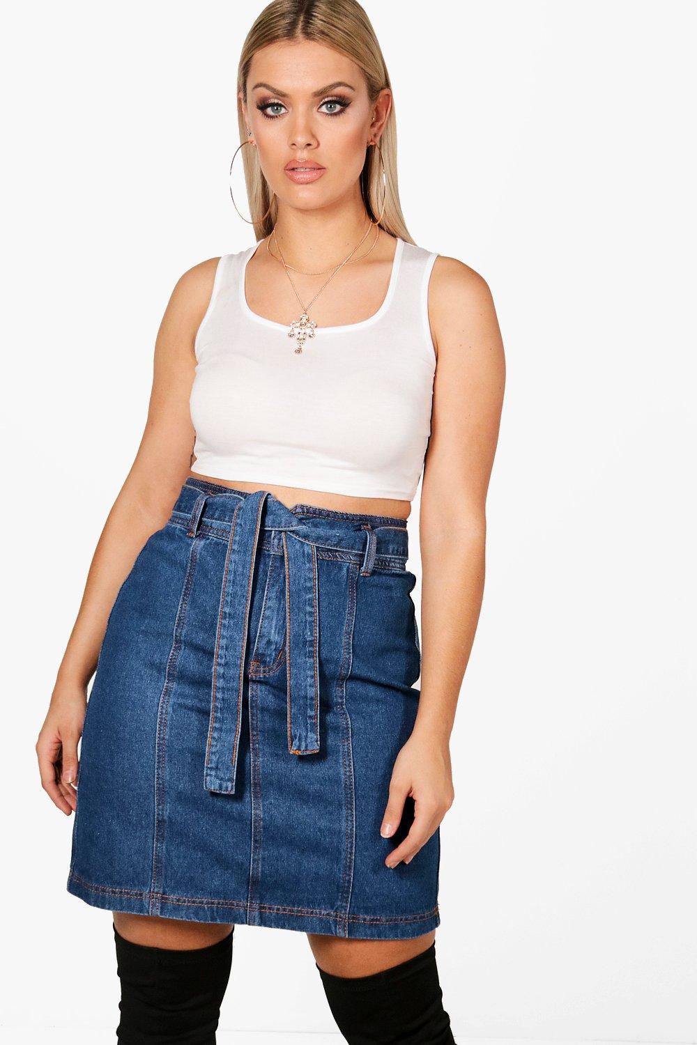 paperbag waist denim skirt