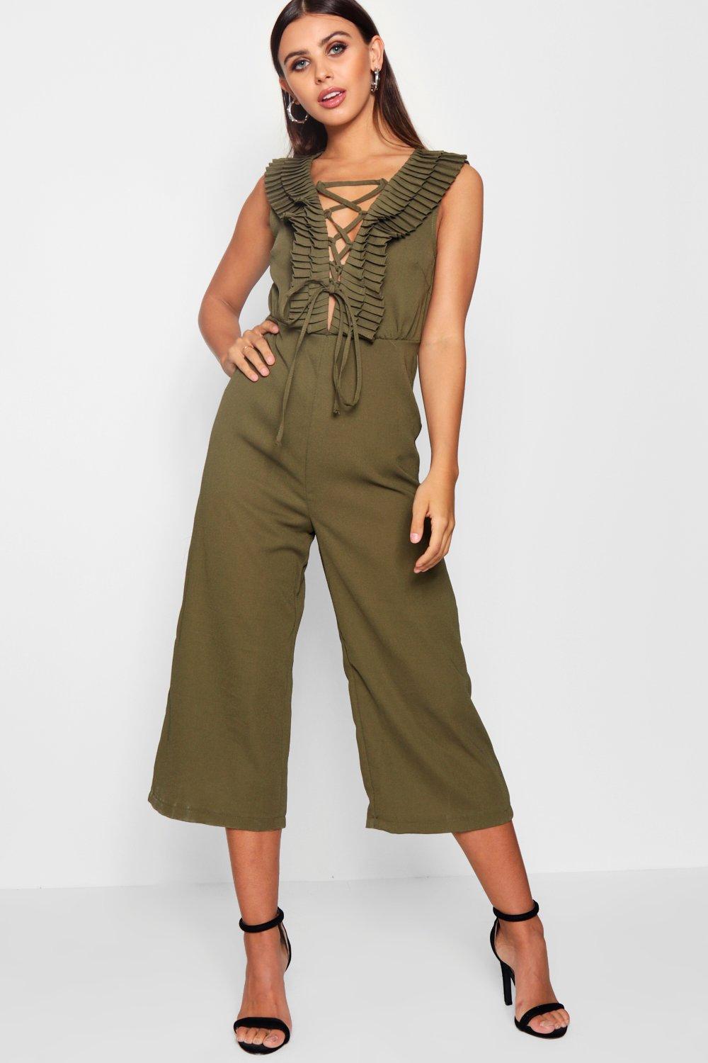 petite khaki jumpsuit