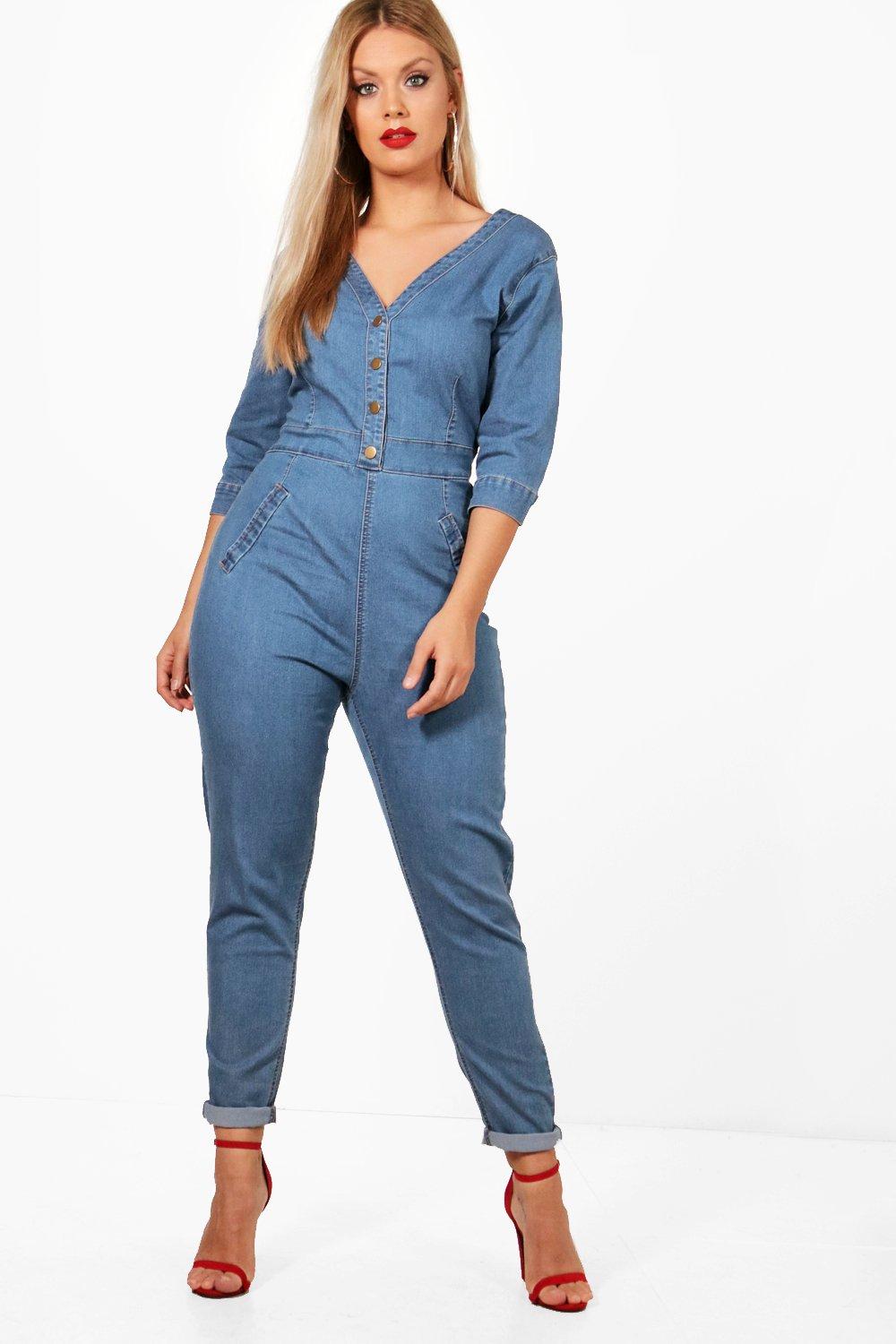 plus denim jumpsuit