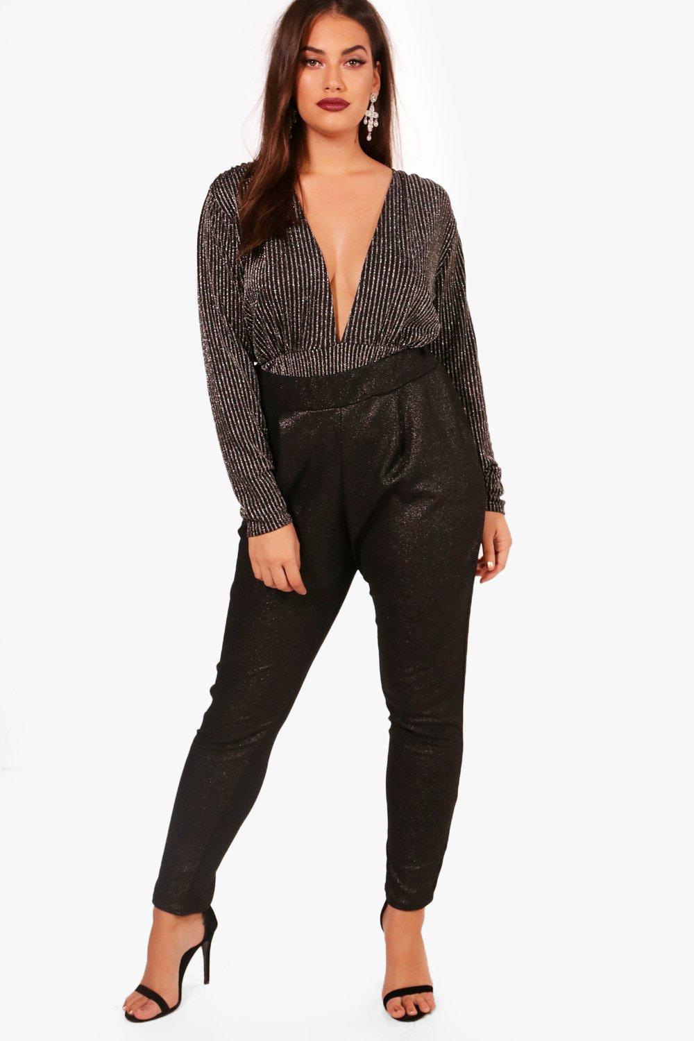 Plus Kirsty Shimmer Pleat Front Trouser | Boohoo
