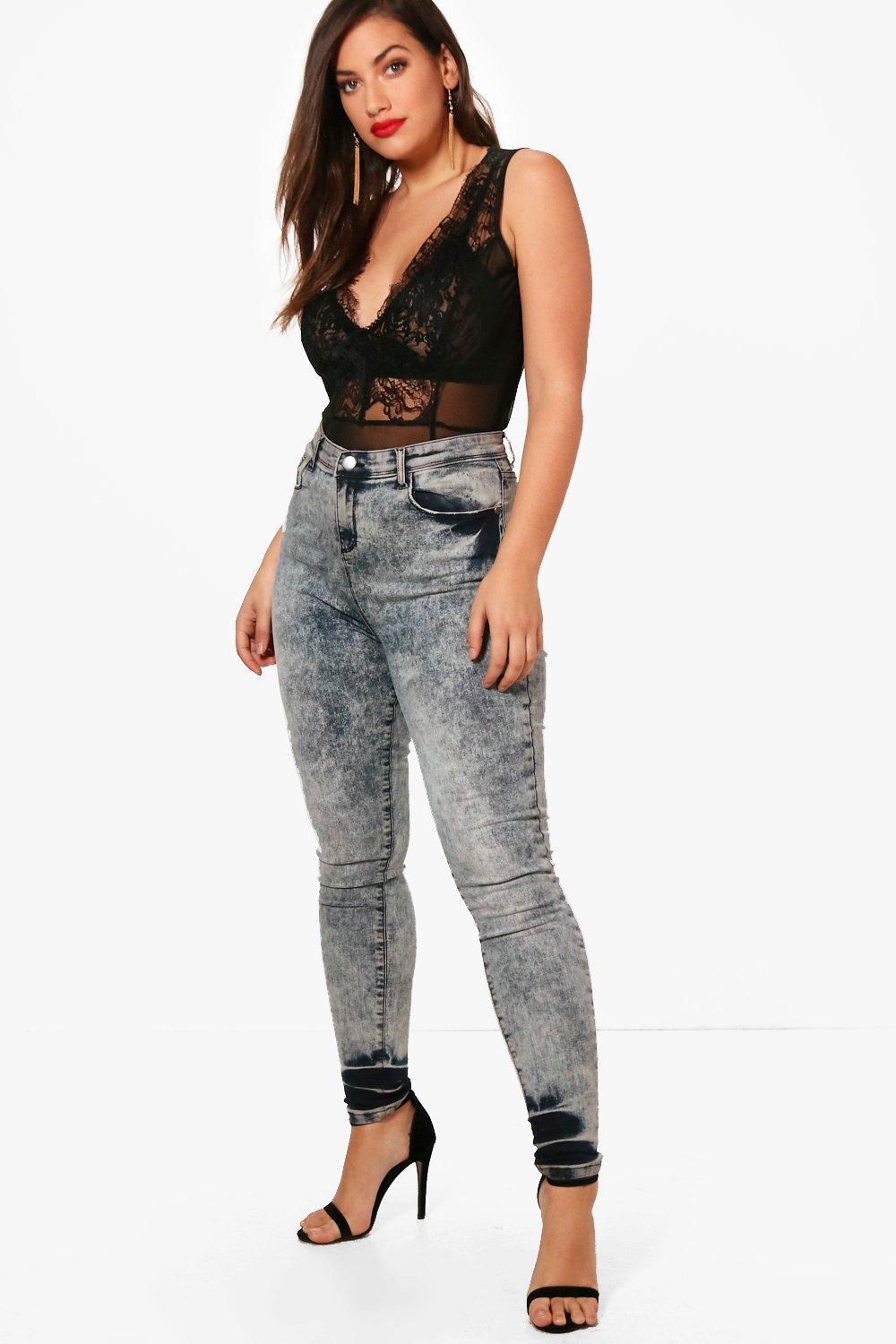 black acid wash skinny jeans