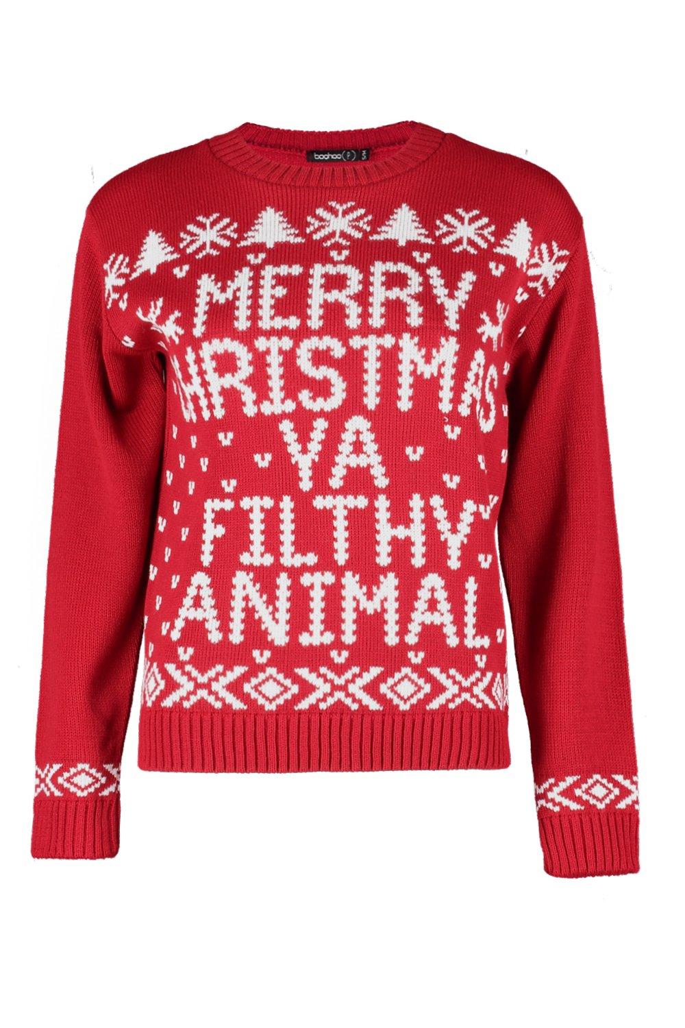

Свитер Merry Christmas Ya Filfy Animal из коллекции Petite, Красный
