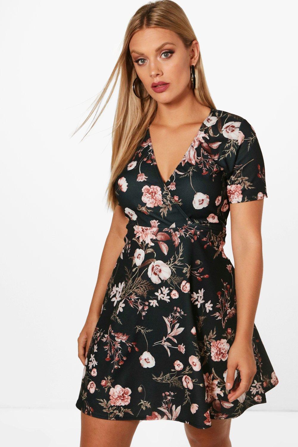 plus floral wrap dress