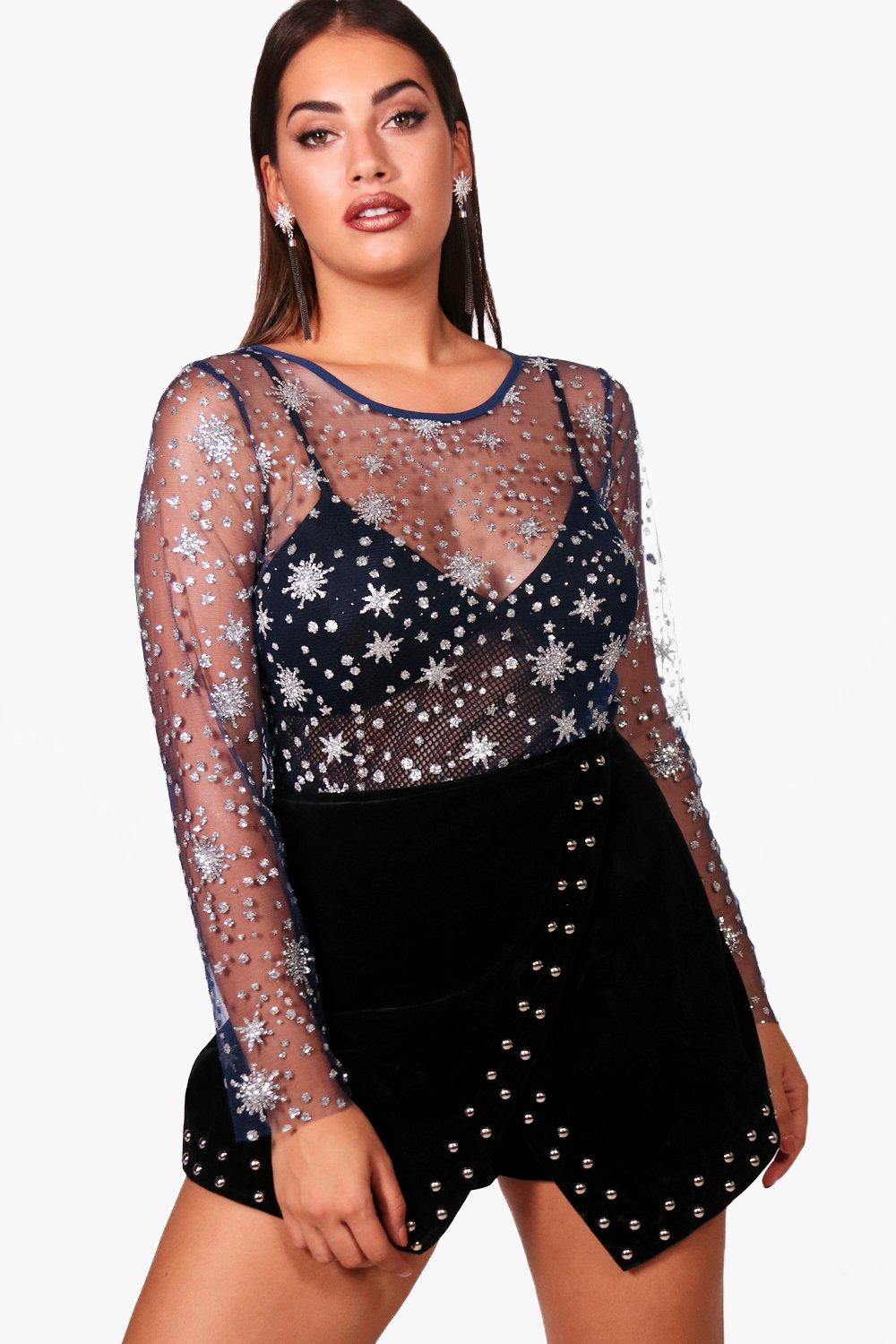 glitter mesh bodysuit
