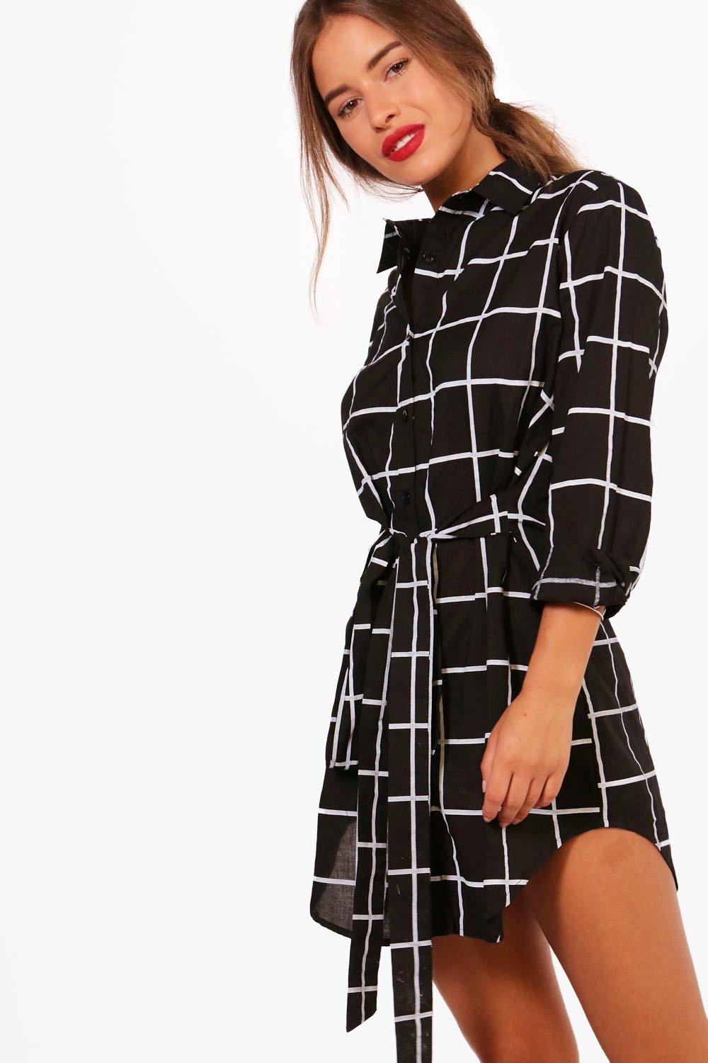 checked shirt dress