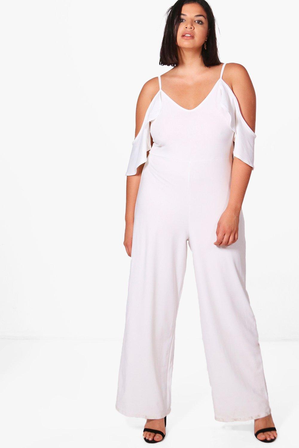 boohoo cold shoulder jumpsuit