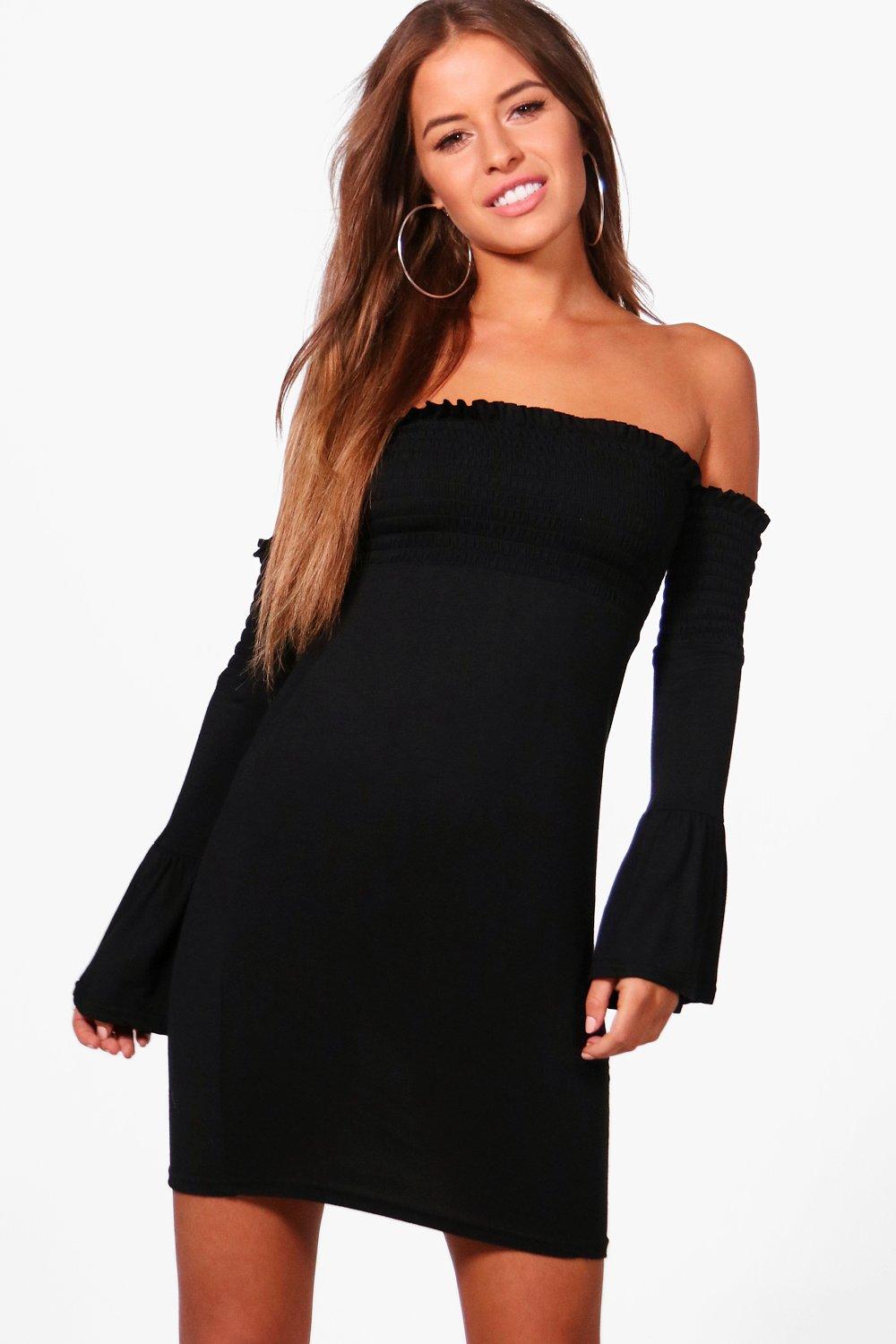 boohoo shirred dress