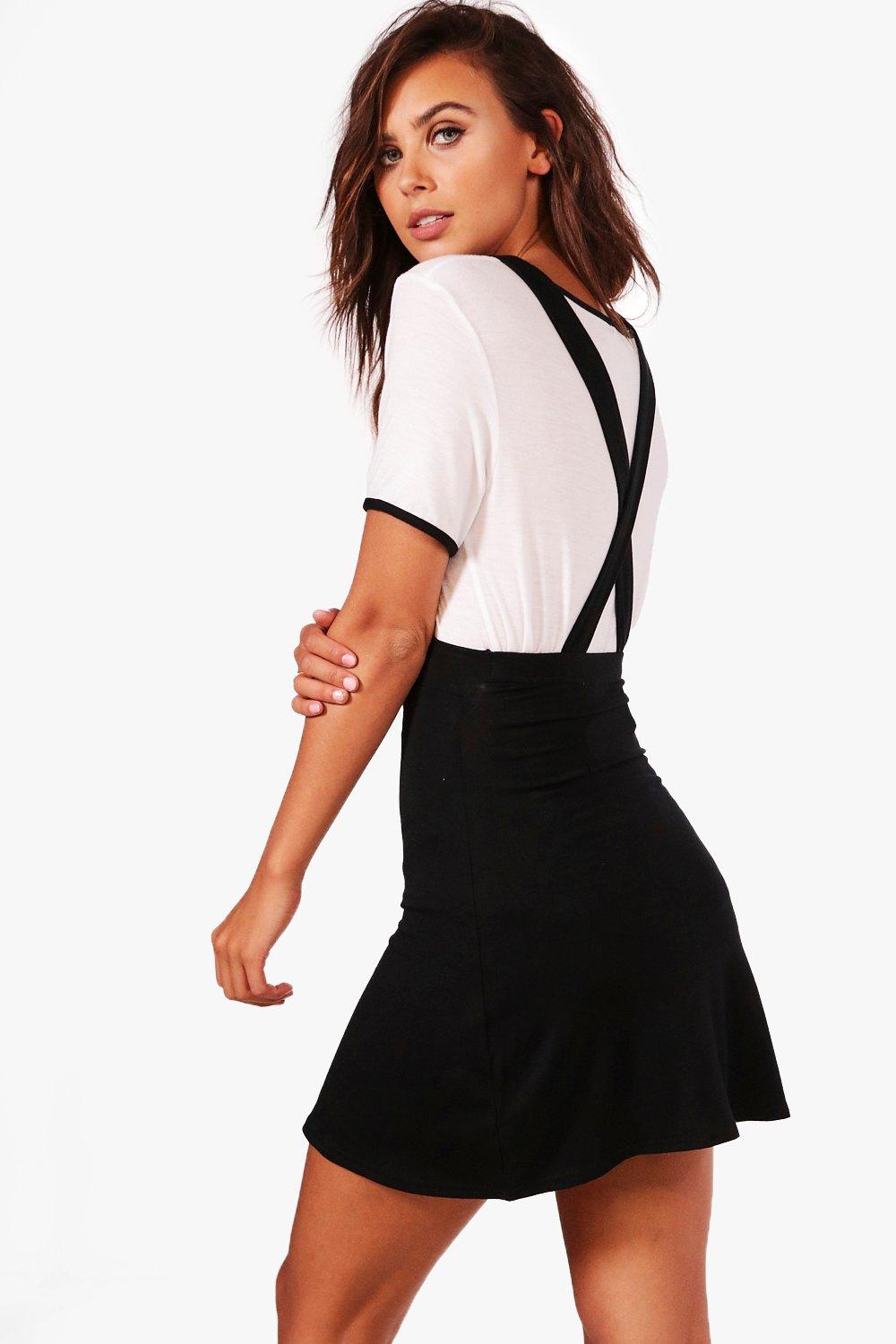 Petite Cross Back Pinafore Dress | Boohoo