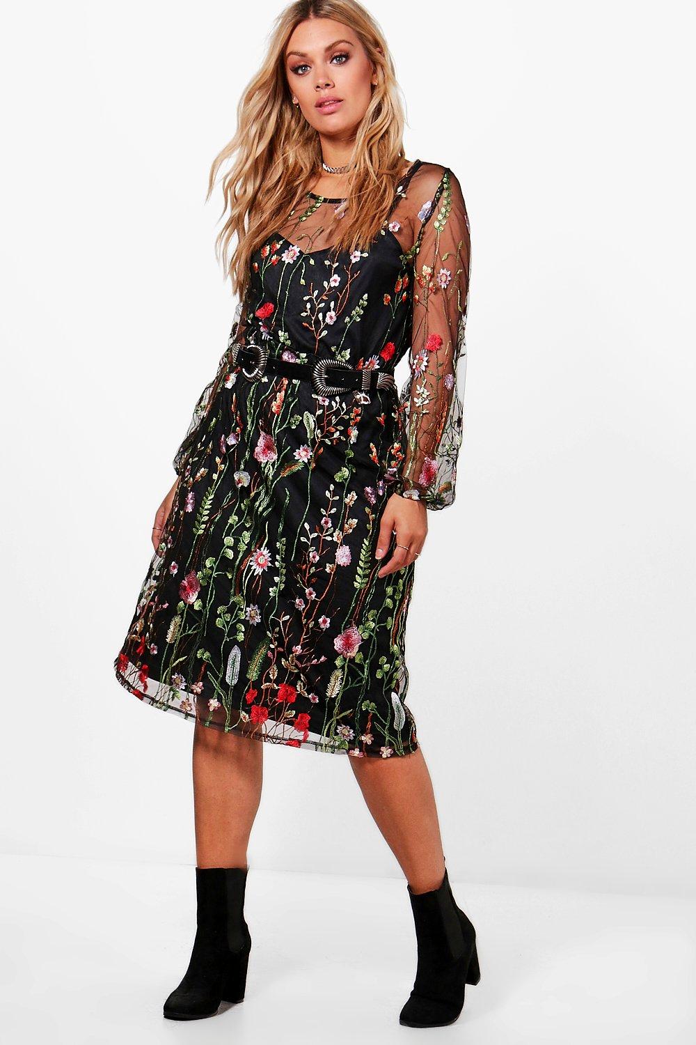 midi embroidered dress