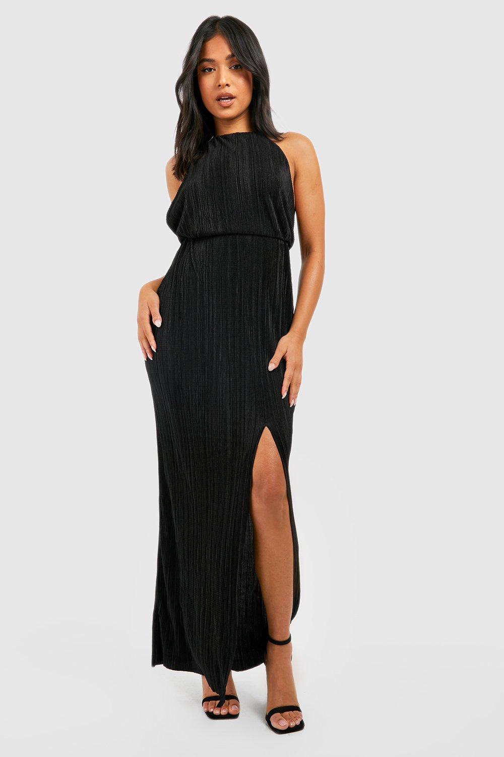petite pleated maxi dress
