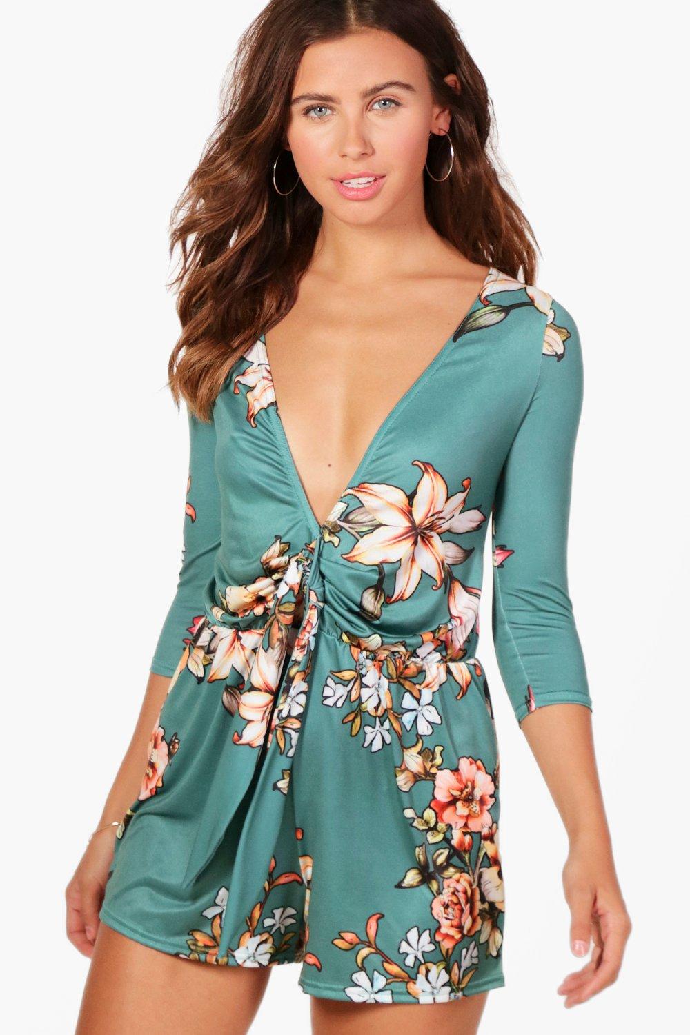 boohoo green playsuit