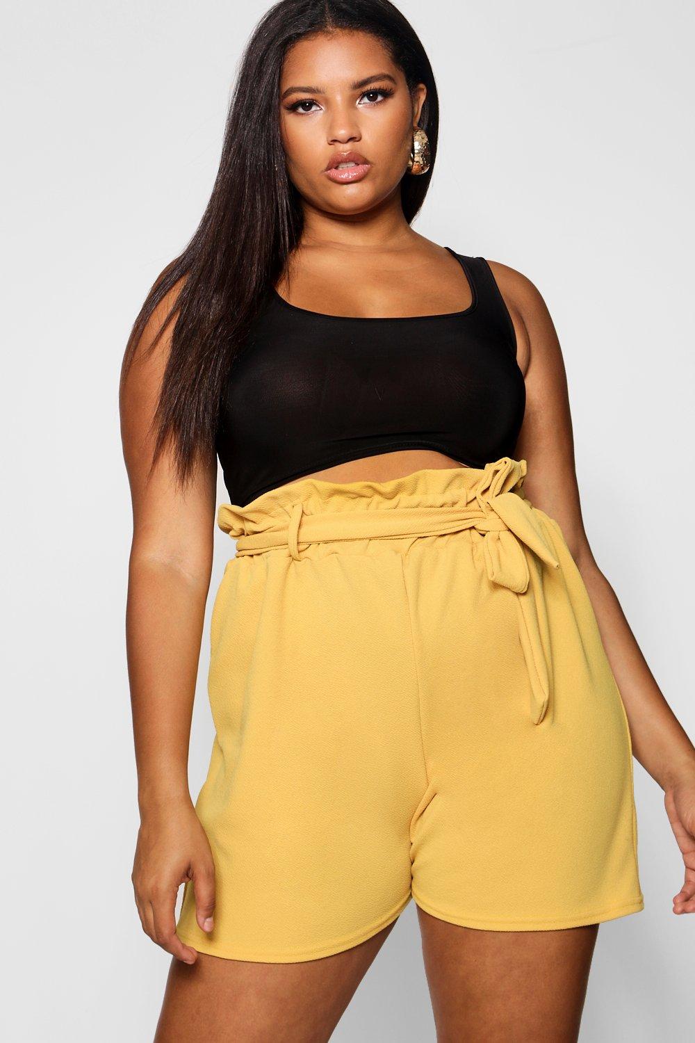 Plus Paper Bag Waist Tailored Short | Boohoo