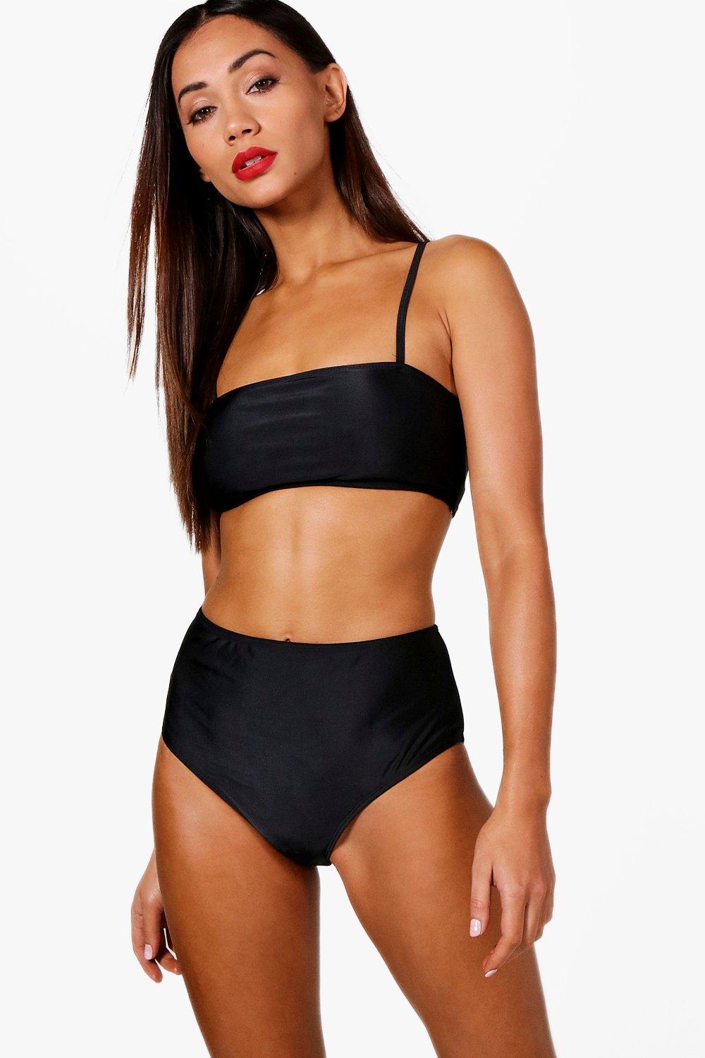 black bandeau high waisted bikini