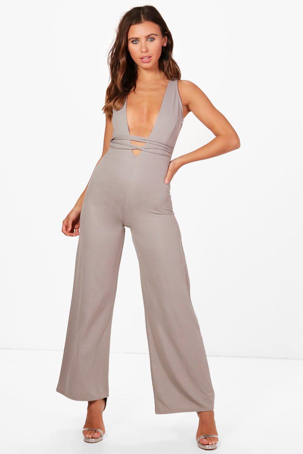 crepe wide leg jumpsuit