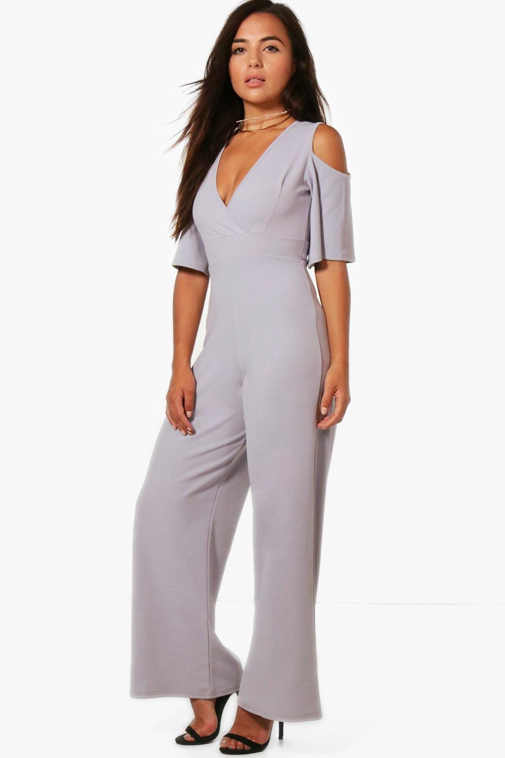 petite cold shoulder jumpsuit