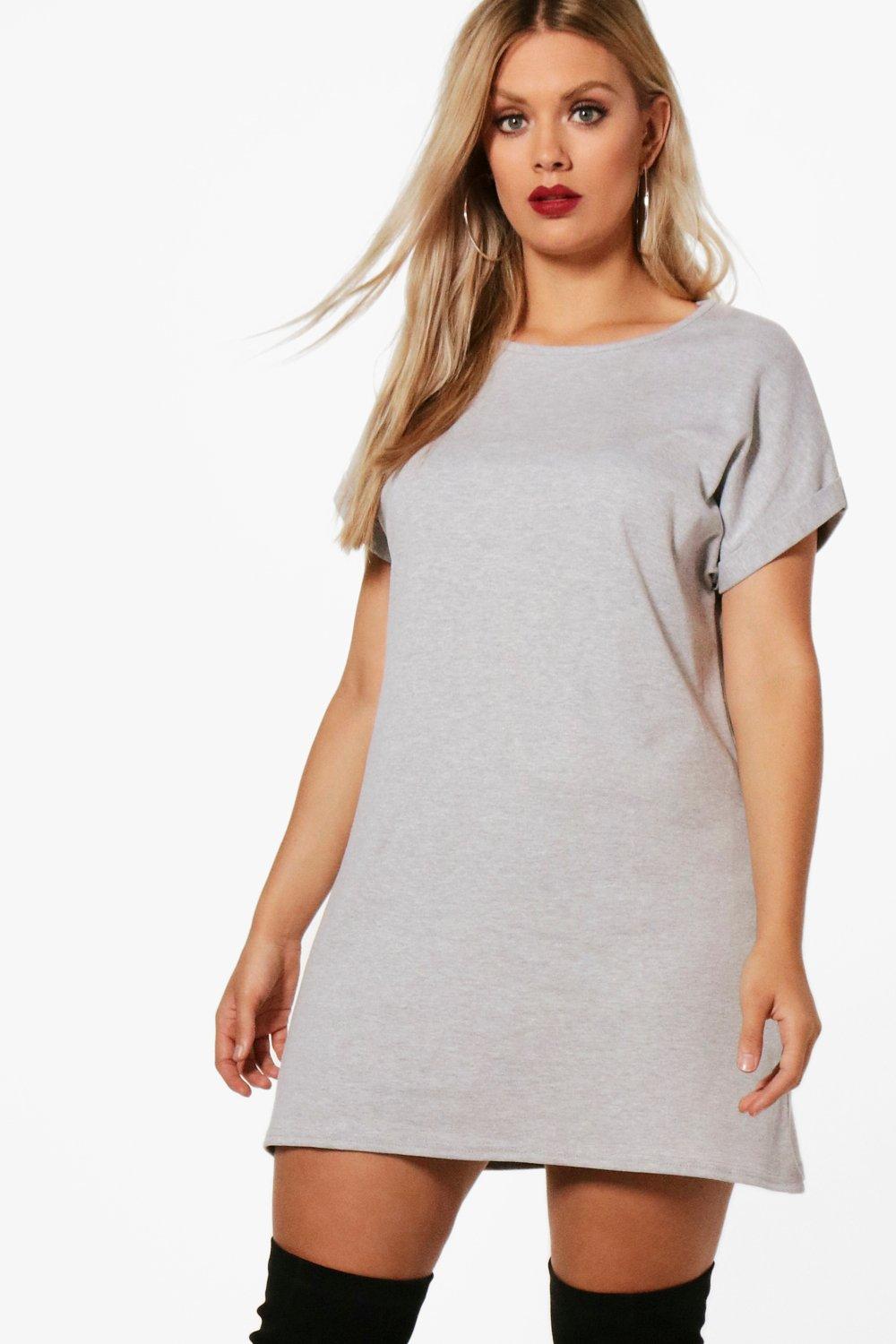 Boohoo Womens Plus Daisy Oversized Roll Up T-Shirt Dress | eBay