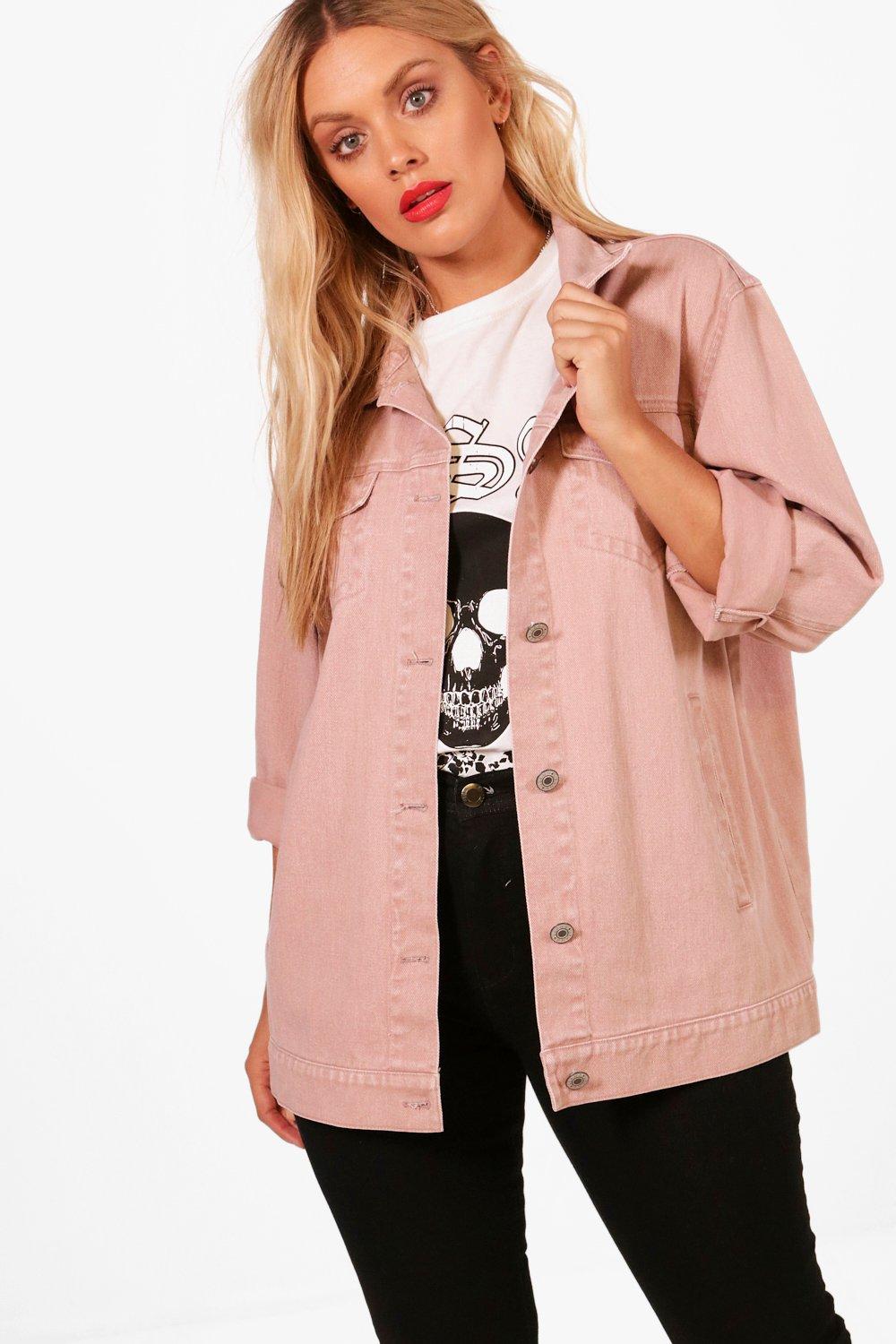 oversized pink jean jacket