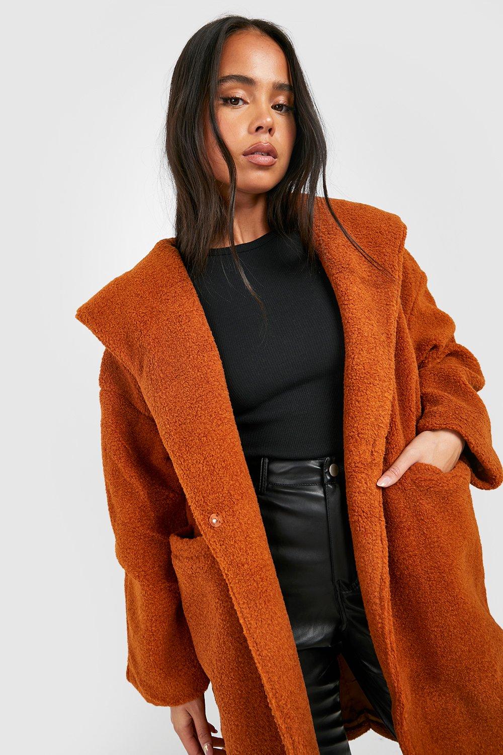 oversized hooded teddy coat