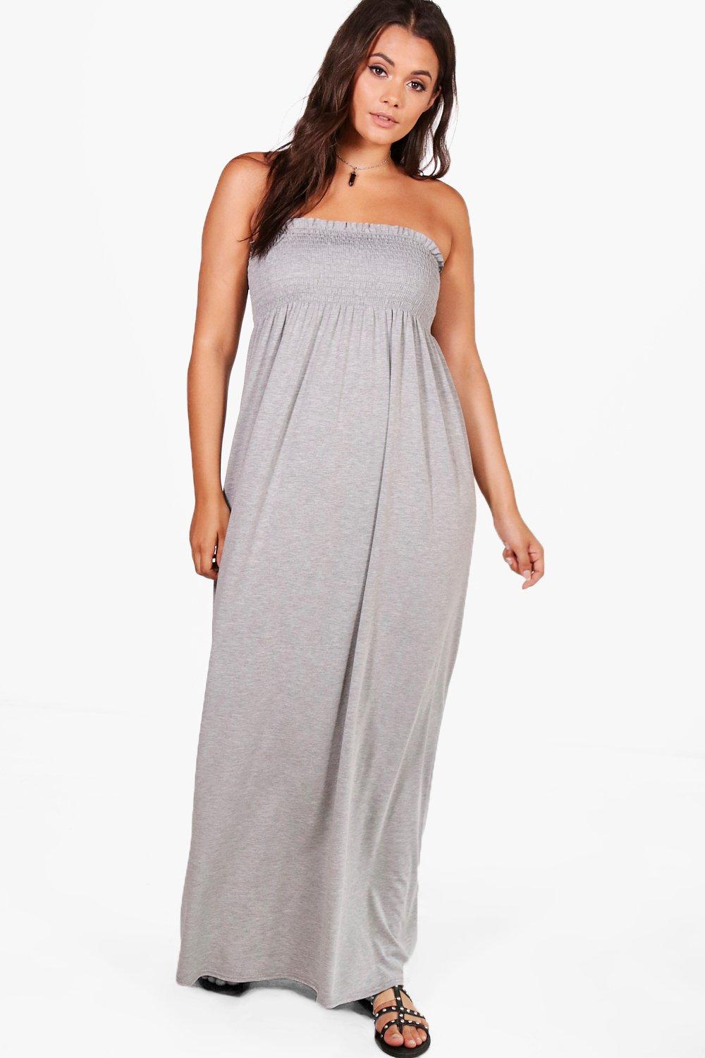 shirred maxi dress with straps
