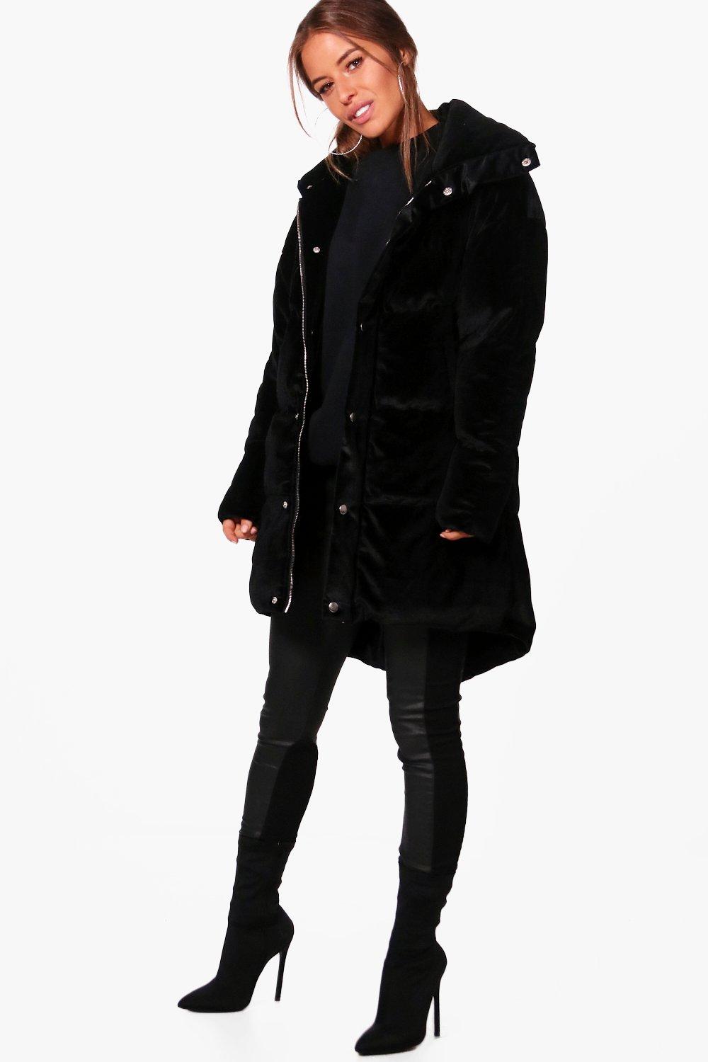 black velvet padded coat