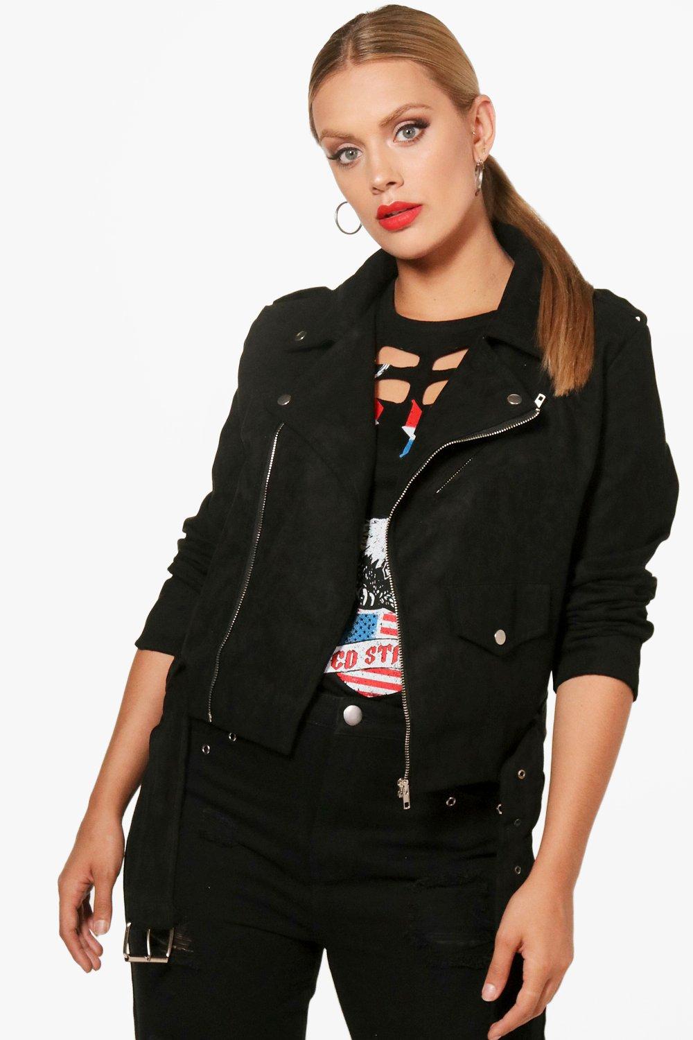 

Plus Belted Suedette Jacket, Черный
