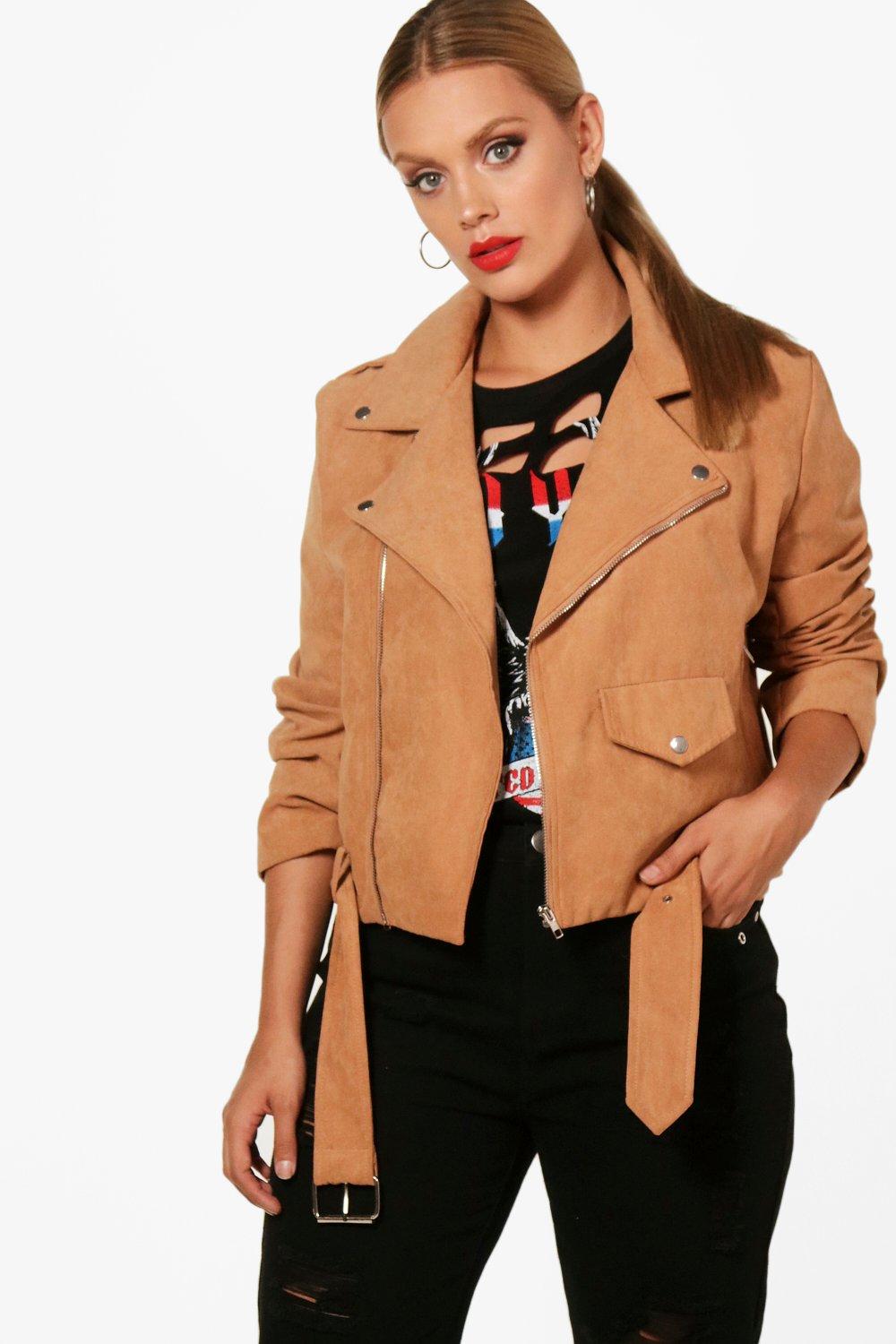 

Plus Belted Suedette Jacket, Верблюжий