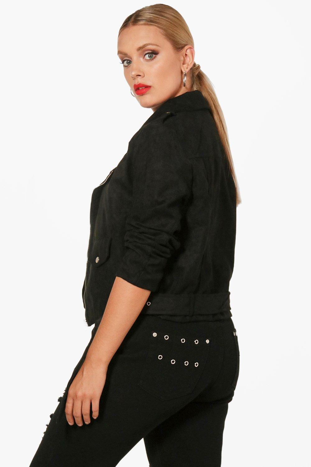 

Plus Belted Suedette Jacket, Серый